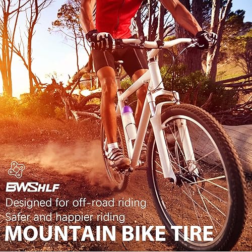 Miniatura 8 de Neumáticos de repuesto para bicicleta de montaña, 20242627.529 pulgadas, paquete de 2 neumáticos de bicicleta MTB plegables negros, lado negromarrón