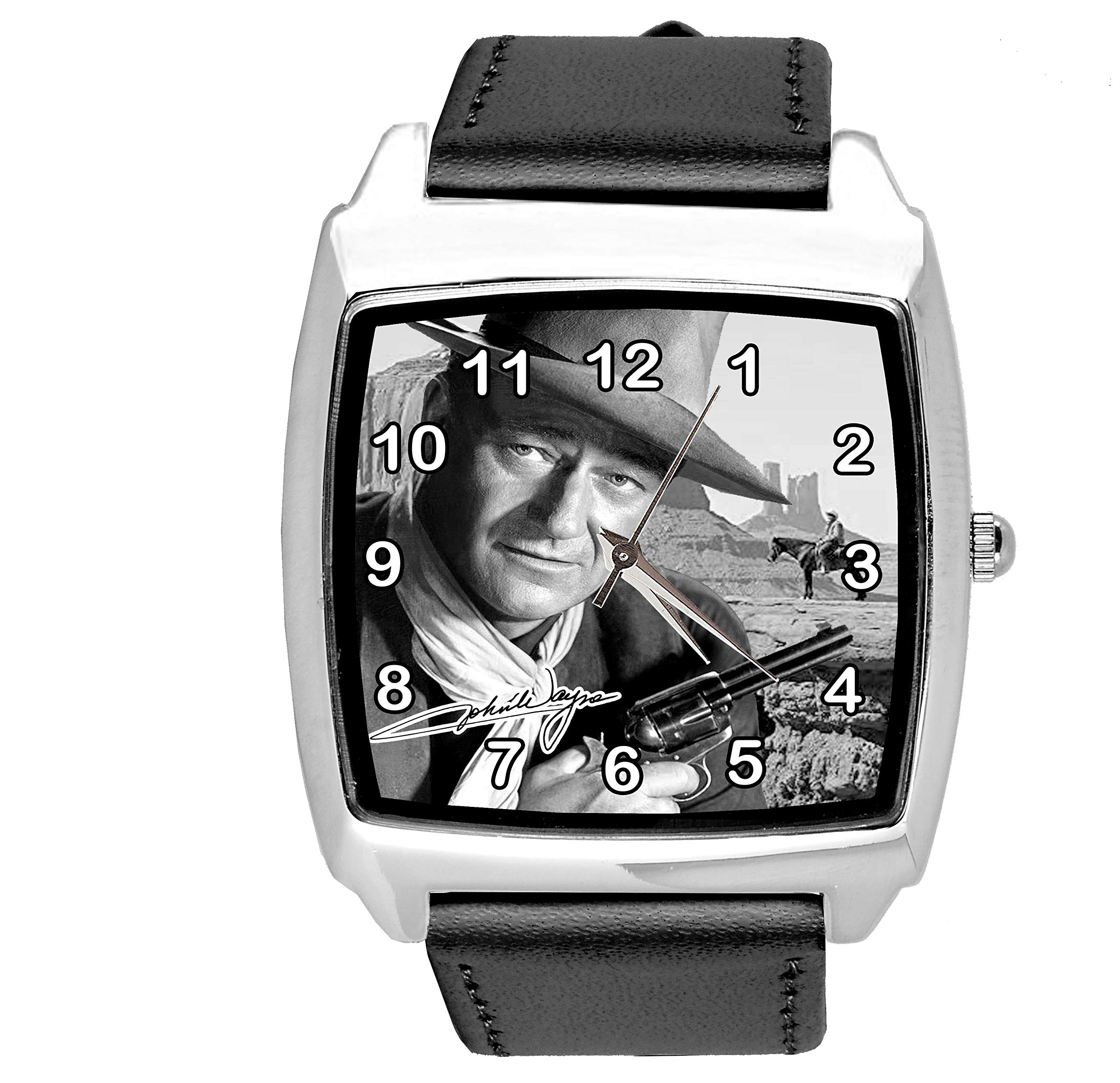 TAPORT Orologio quadrato in pelle nera per gli appassionati di gioco, Nero , Cinturino