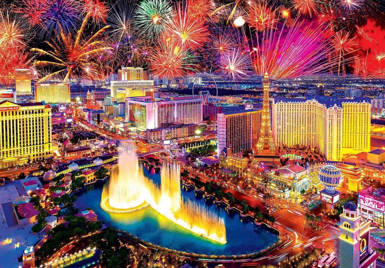 Nprzm H413 5D Diamond Painting Kits For Adults Full Drill Fireworks Las Vegas City Full Diamond Rhinestone Embroidery Cross Stitch Arts Craft For Canvas Wall Decor 40X40cm