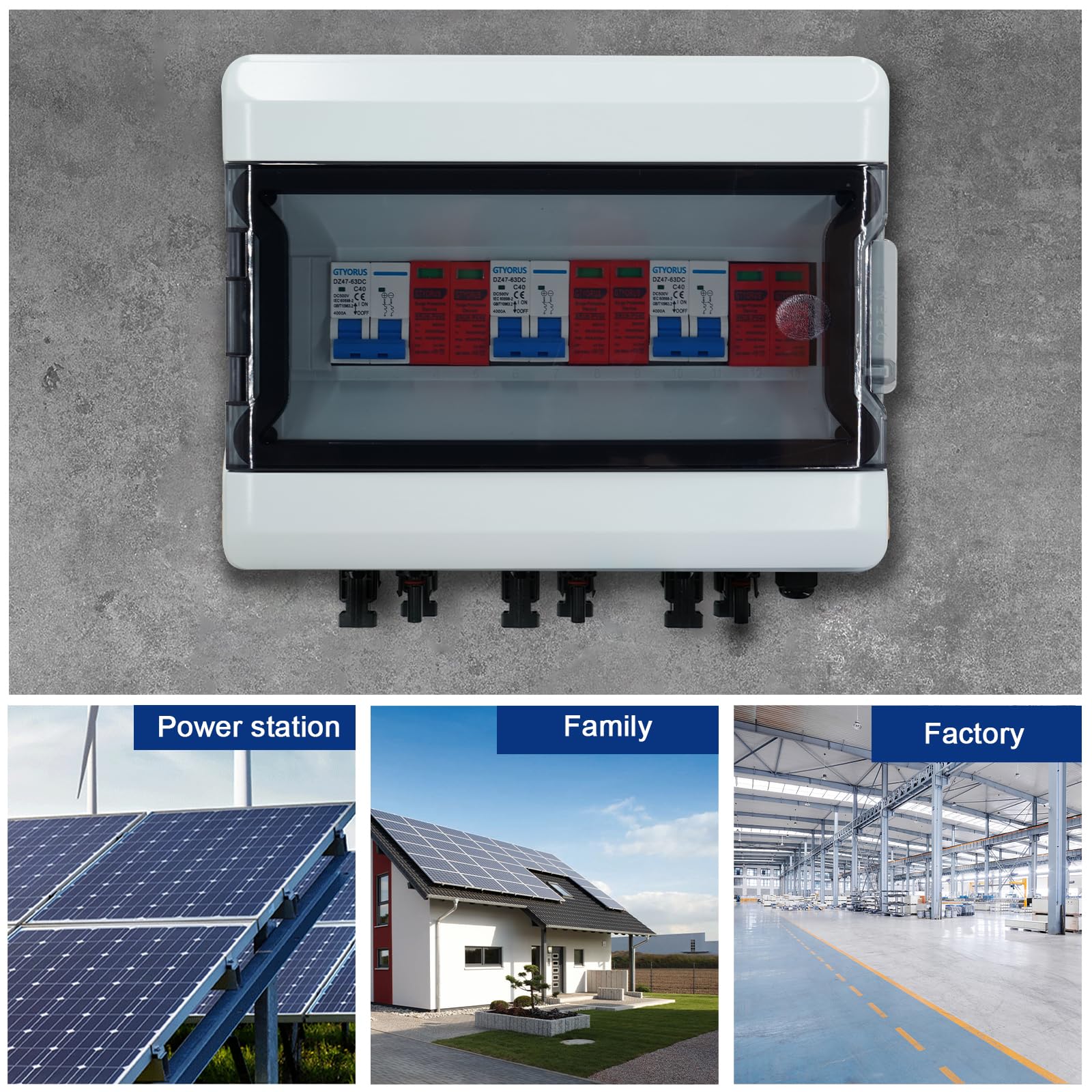 Boîte Photovoltaïque, zabezpieczenie przed przepięciem DC, wyłącznik solarny z wtyczką solarną, 3 struny 500 V, fotowoltaiczny, DC wyłącznik nadprądowy, ochrona odgromowa, uziemienie do