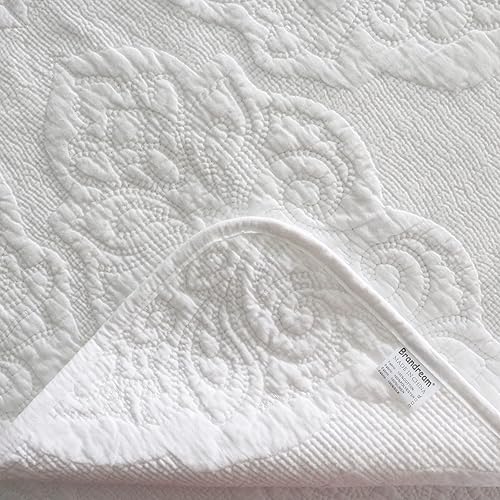 Miniatura 3 de Brandream Manta acolchada de algodón con estampado de cachemira blanca para cama, sofá cama, 47 x 60 pulgadas, mantas decorativas