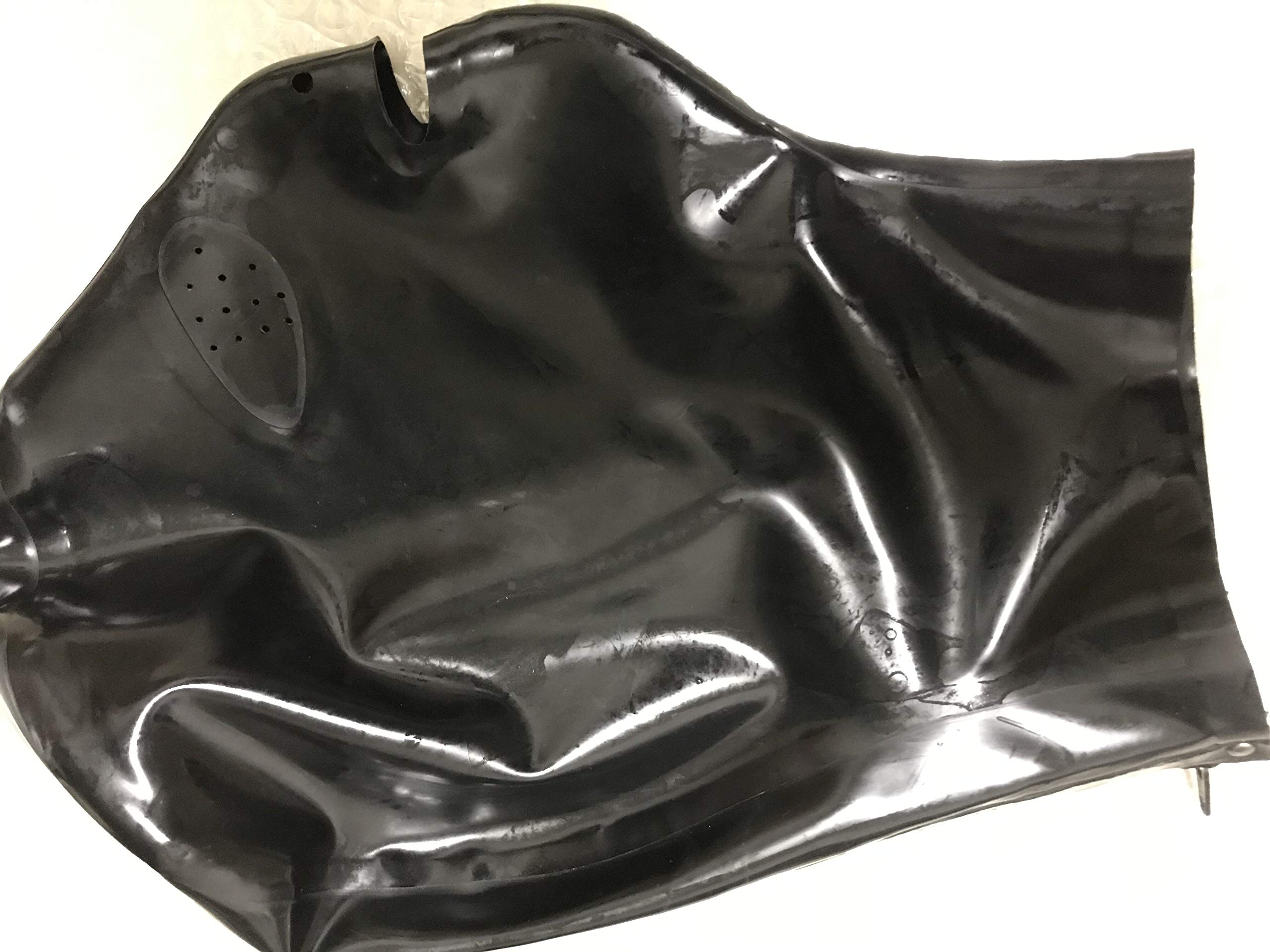 MFMYEE Masque en latex avec yeux micro-perforés, couvre-chef cosplay SM, masque d'Halloween. (M)