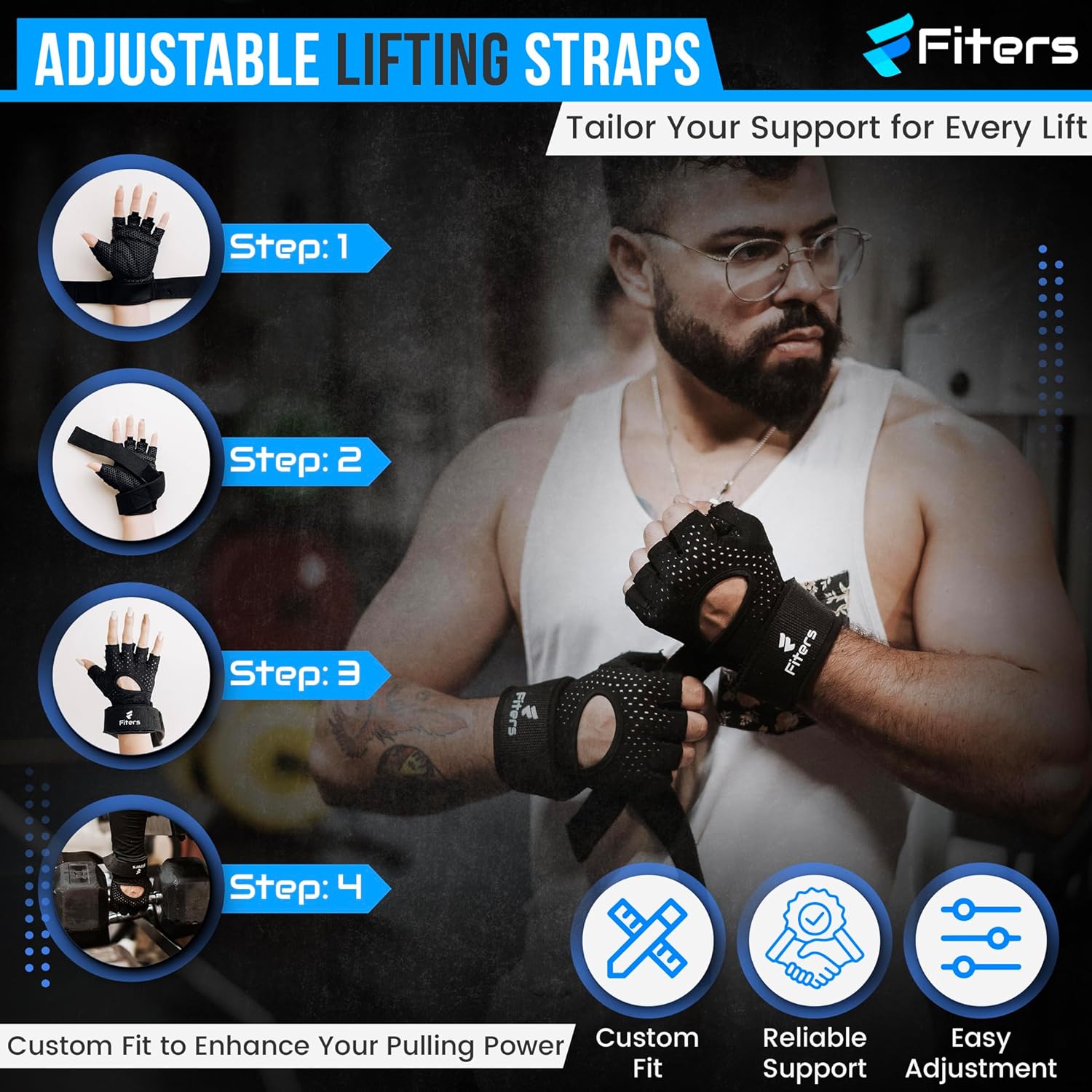 2 in 1 Workout Gloves with Lifting Straps Integrated - High Durability Gym Gloves with Adjustable Lifting Straps, Wrist, Palm, and Grip Support for Weightlifting for Men and Women.