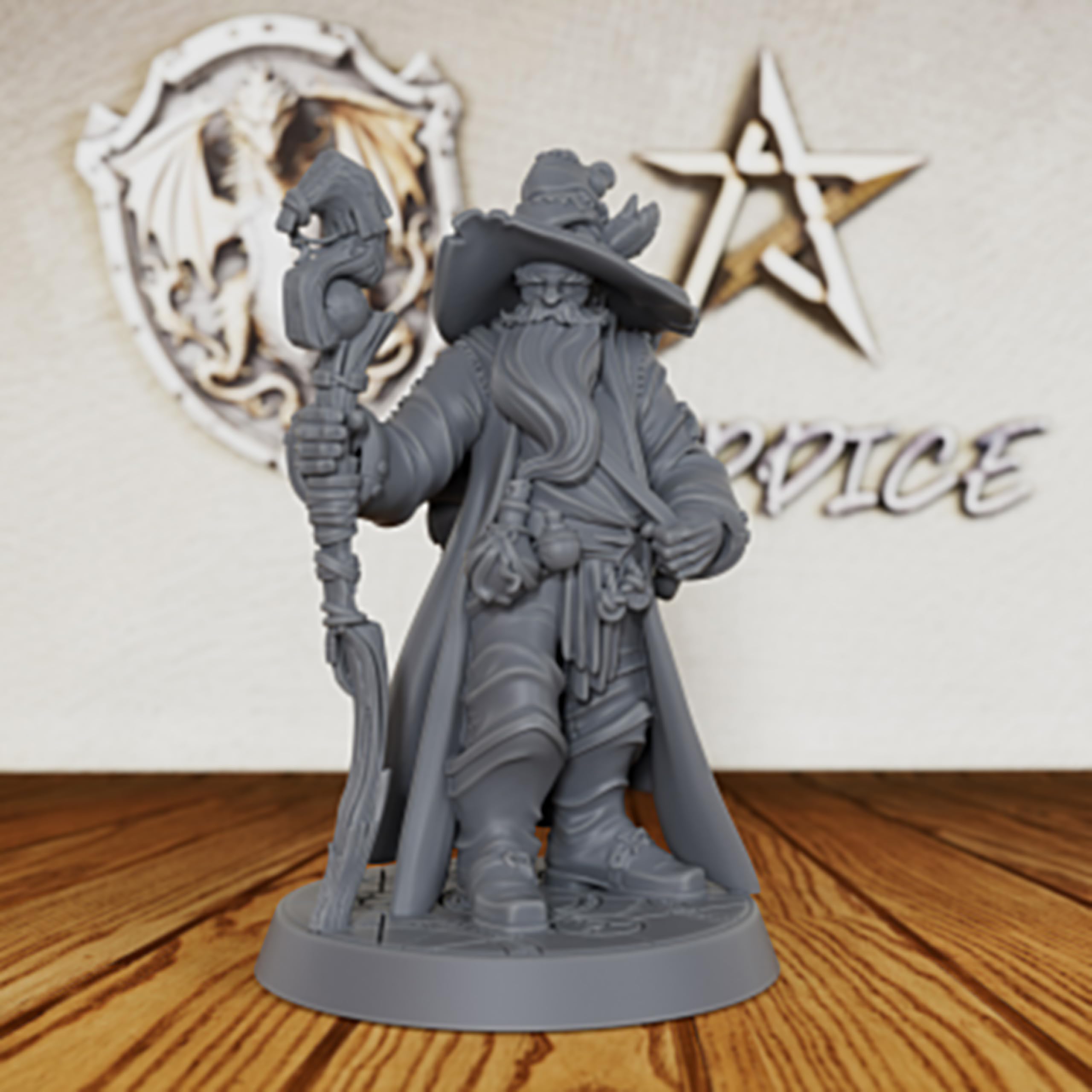 AUSPDICE Unpainted Hero Wizard DND Miniature Fantasy RPG Figure AS619