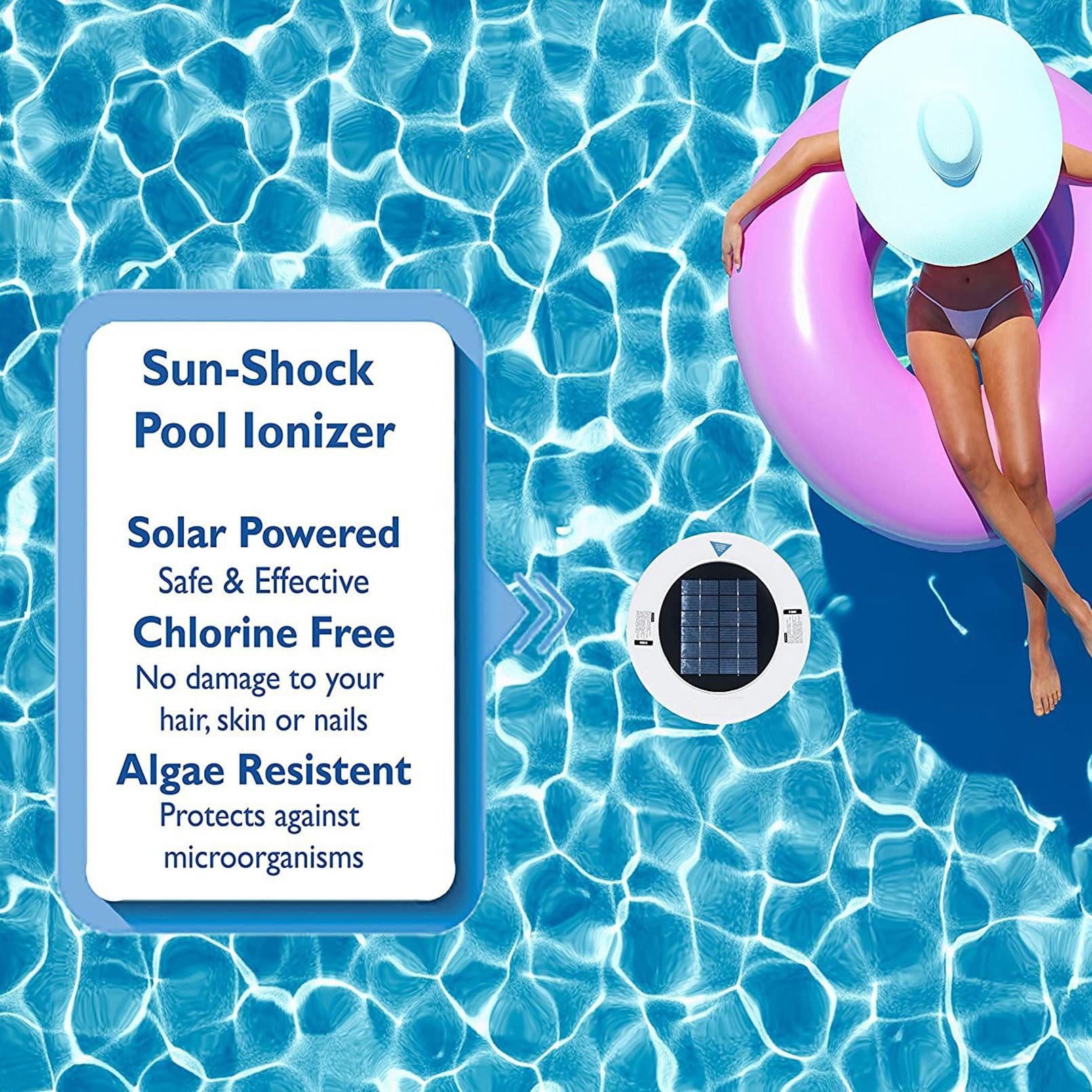 ionizador Solar para Piscinas ánodo de Cobre 85% Menos Cloro Purificador de Agua Limpiador automático de Piscinas hasta 45000 galones Elimina Algas Mantiene la Piscina más Limpia 2 Cobre
