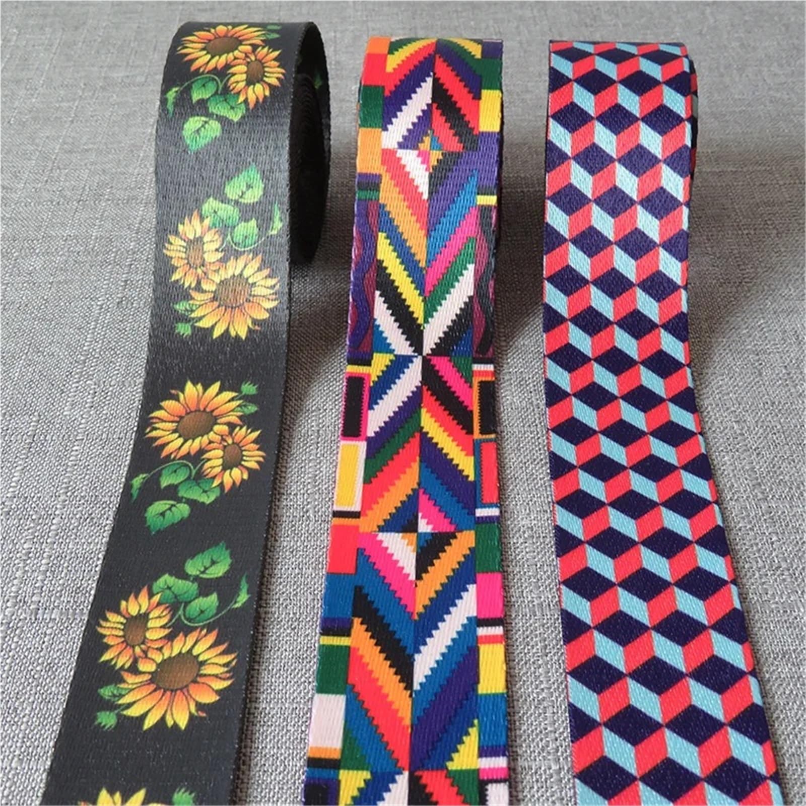 Nastro Jacquard Fettuccia stampata da 50 iarde 38 mm for tracolla for borsa, collare for cani, guinzaglio, zaino, accessori for l'abbigliamento(Ethnic Style A)