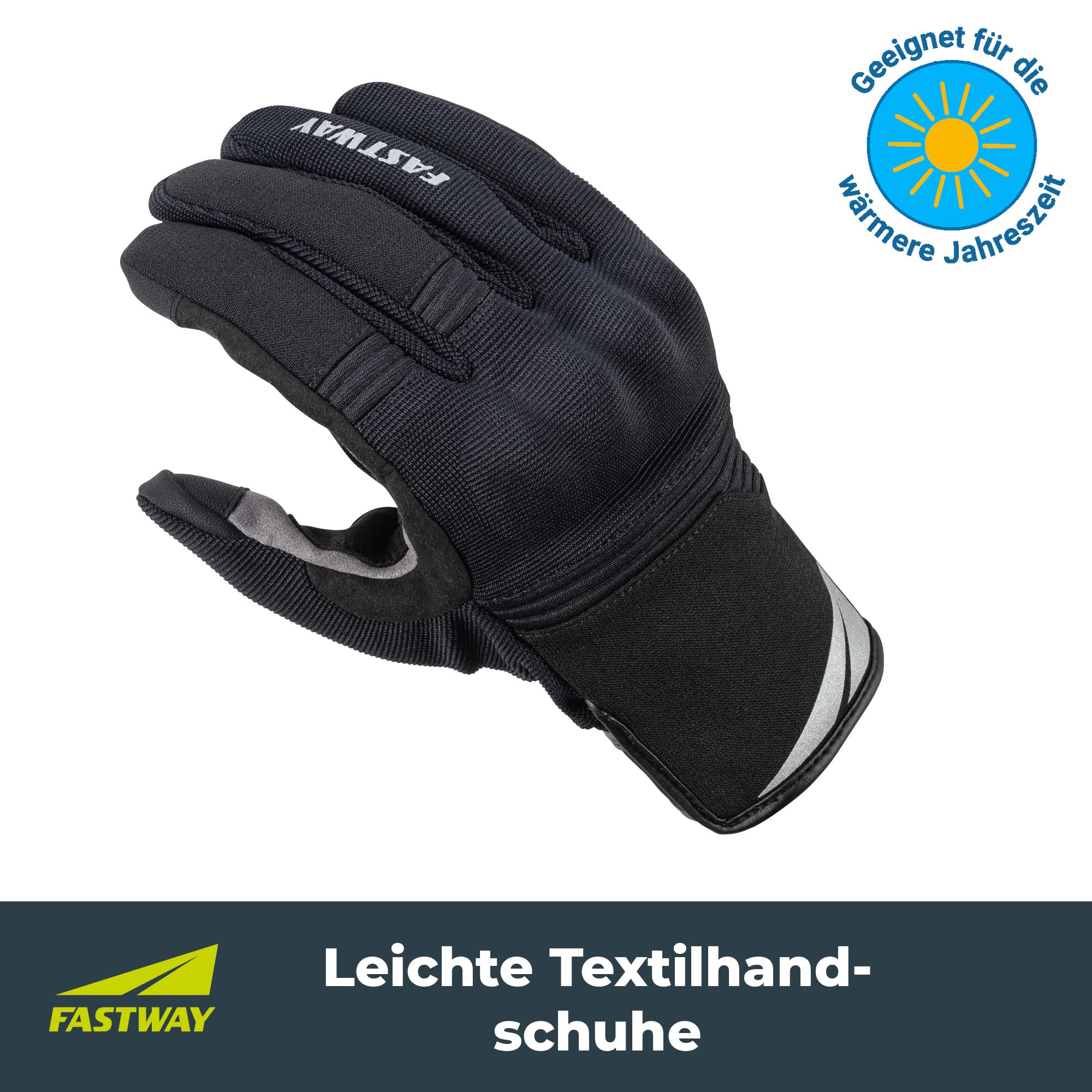 FAST WAY H 2301 Motorradhandschuhe Herren, CE Zertifiziert, Leder-Textil Mix, Atmungsaktiv, Touchscreen-kompatibel, Verstellbarer Klettverschluss, Für Sommer und Übergangszeit