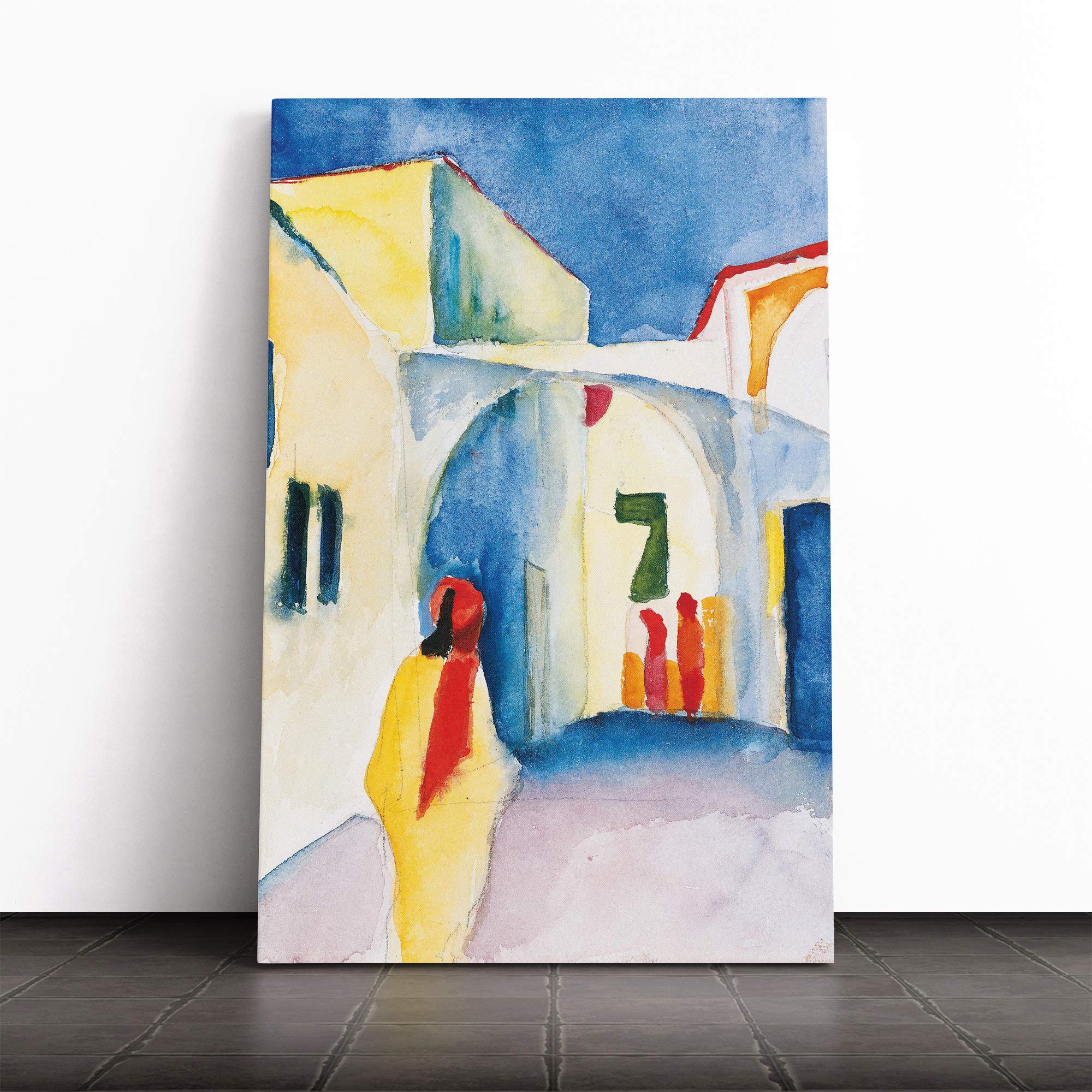August Macke View into a Lane Vol.2 Canvas Print | Gallery Wrapped 30mm Frame Wall Art | 20x14 inches | Ready to Hang | Modern Picture | Living Room Bedroom Lounge Office