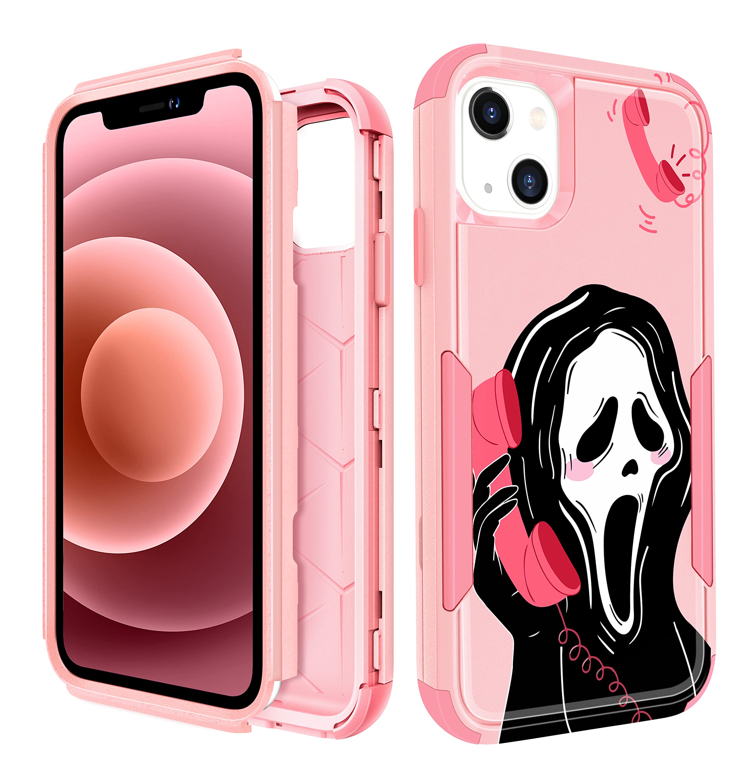 Oqplog for iPhone 13 6.1” Heavy Duty Phone Case for Girls Kids Women Boys Cute Skull Skeleton Unique Funny Hard Triple Layers Cover Full Body Rugged Military Grade Drop Cases for Apple 13