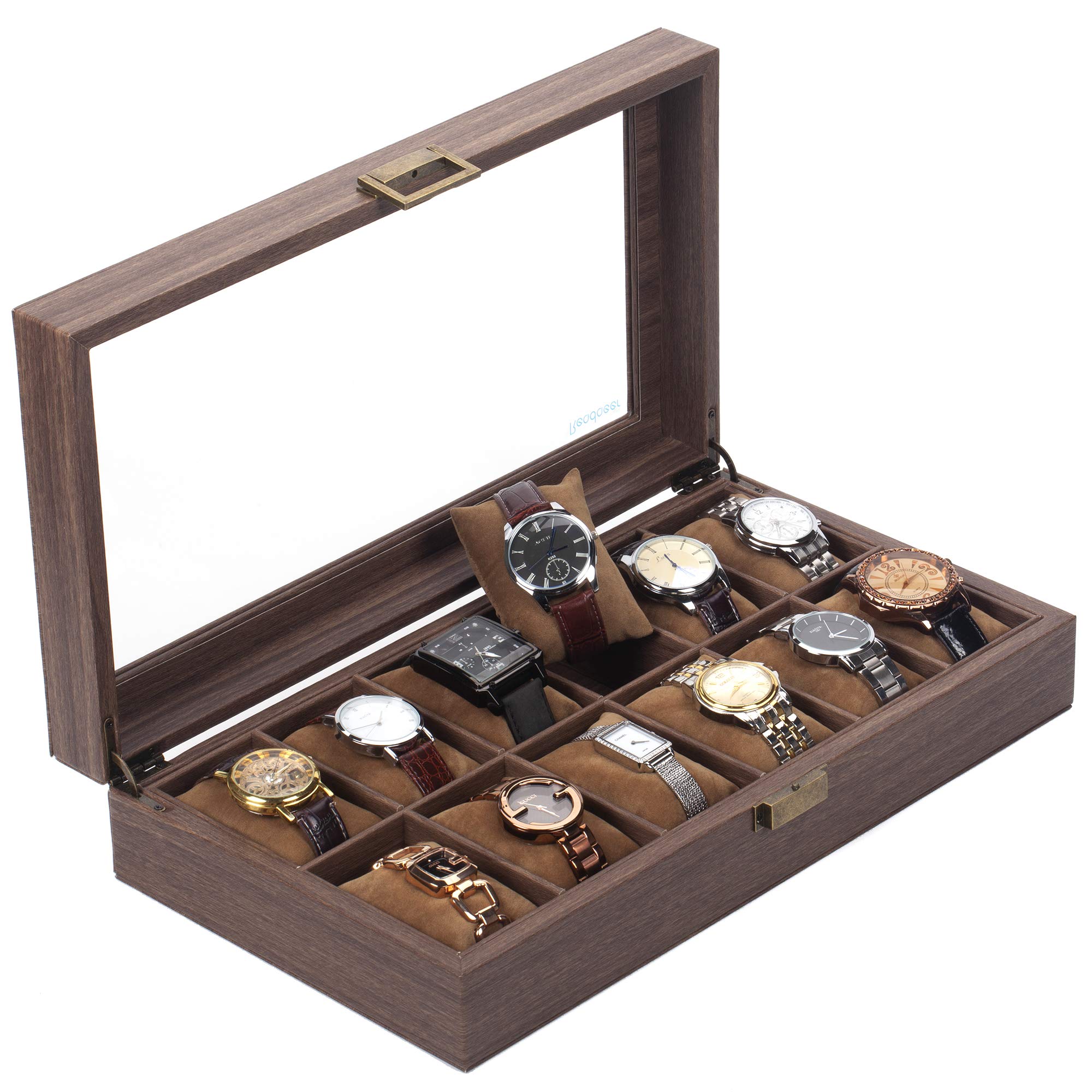 Uhrenaufbewahrungsbox | Uhrenschachtel | Uhrenschatulle | Uhrenbox | Watch Box aus Kunstleder mit Holzmuster