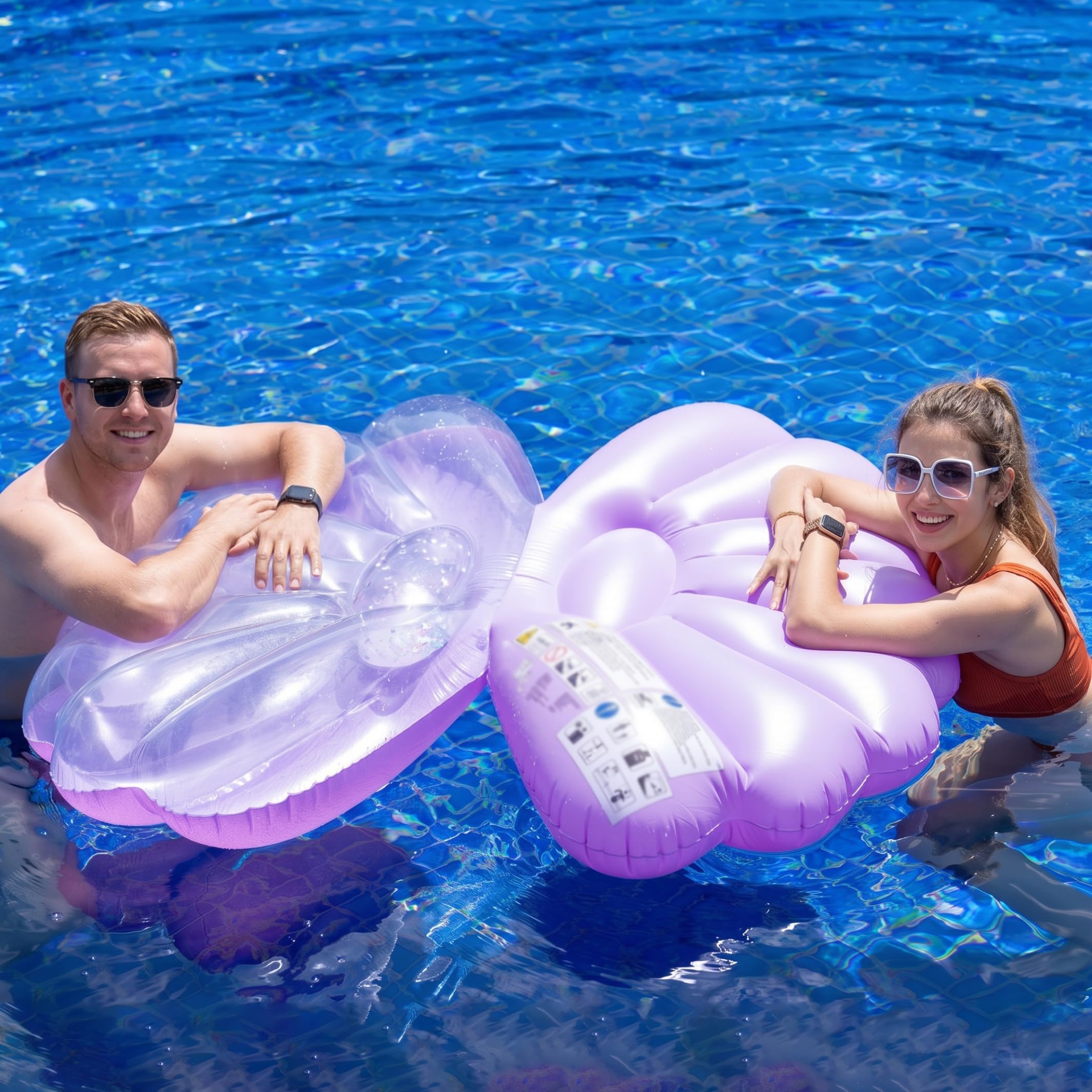 Divertidos flotadores de piscina para adultos, flotadores inflables gigantes de PVC para adultos, gruesos, cómodos, para verano, playa, patio, diversión, color morado