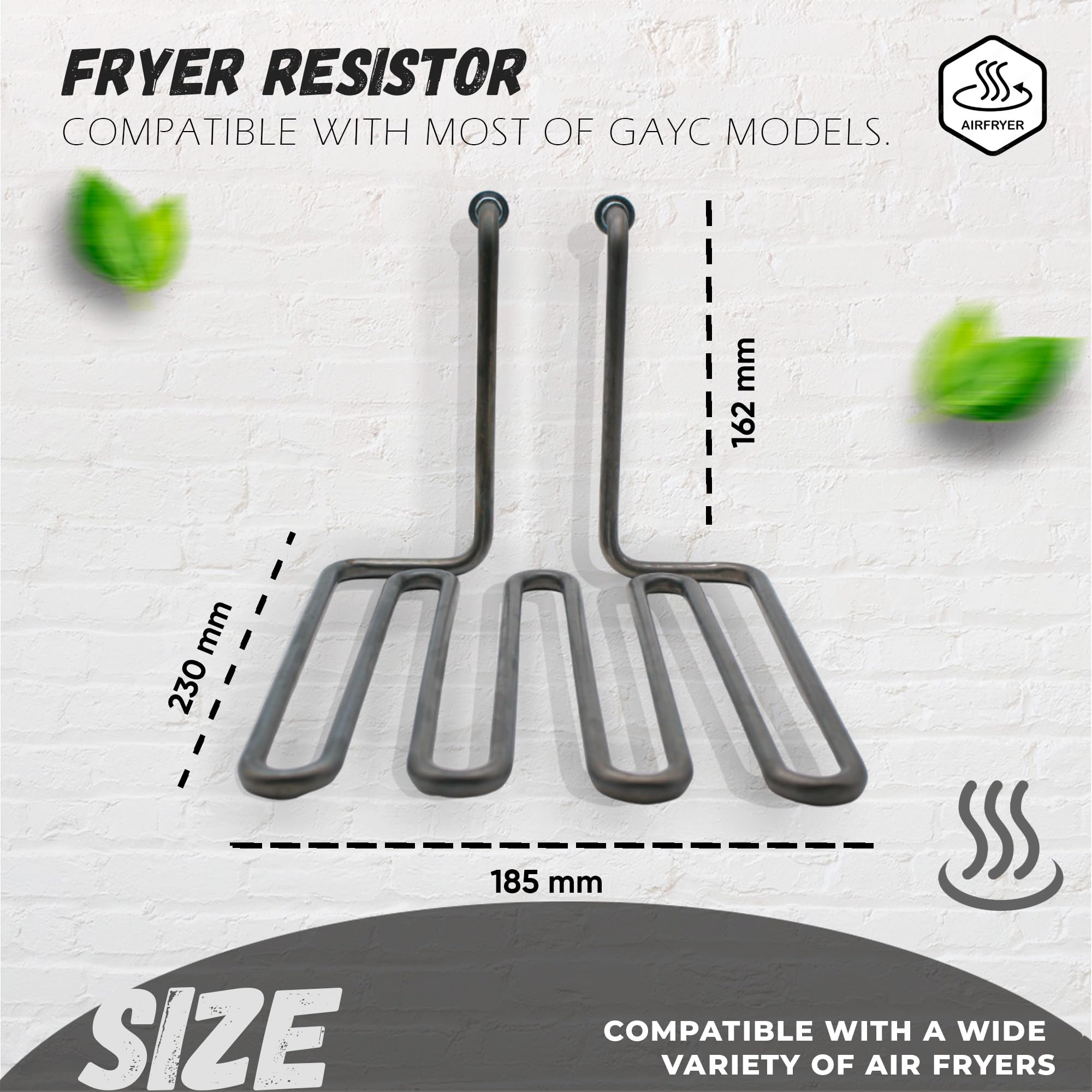 DOJA Barcelona | Resistencia para Freidora | Resistencias Calefactoras para Freidoras Compatible con GAYC | 3000W | Resistencia Electrica 230V | 185x230x162mm | Calentador Temperatura Aceite