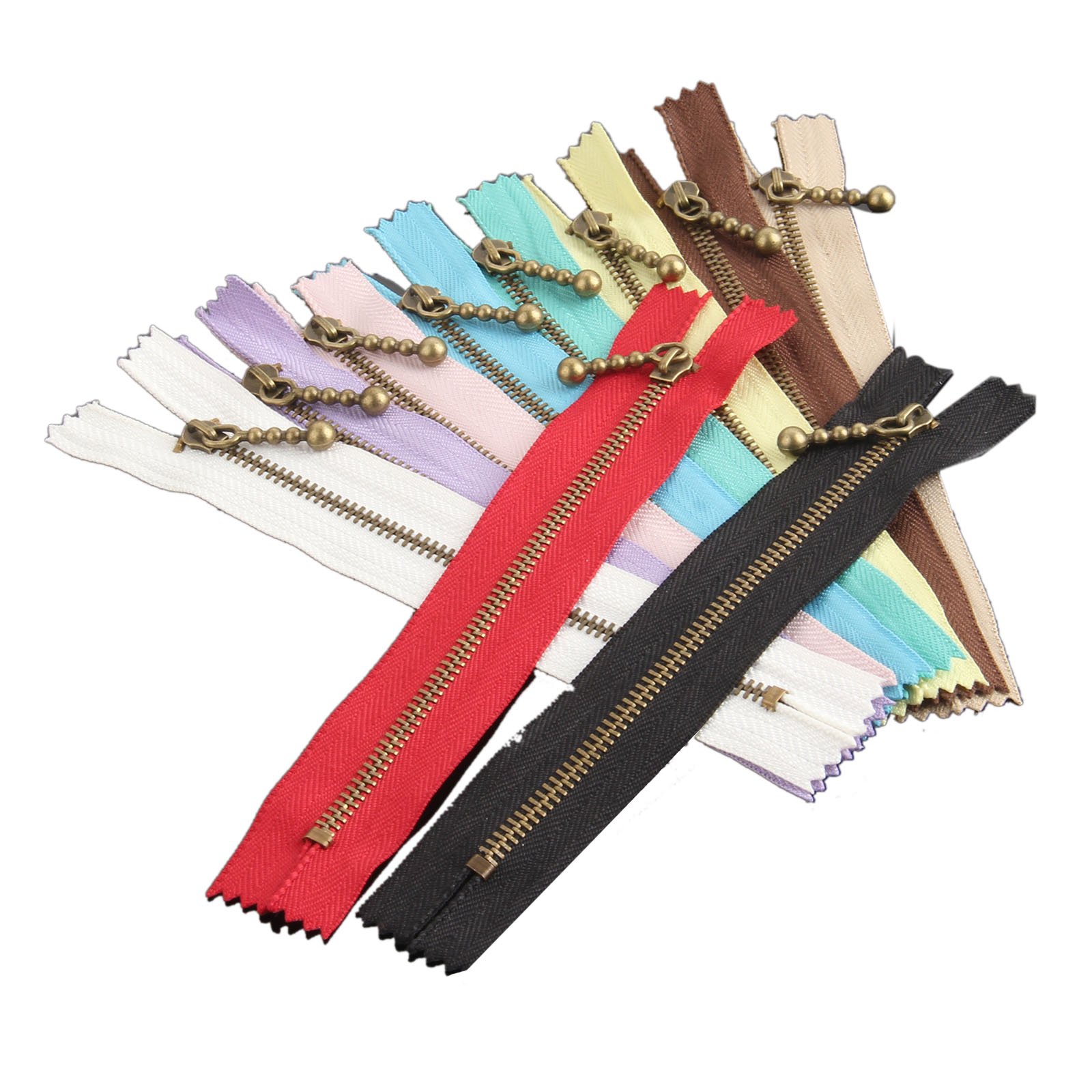 Tanstic 10 Cerniere In Resina Colorate Da 20 Cm – Non Separabili, Con Anello, Per Cucito E Fai Da Te, + Forbici E Metro (Blu, Rosso, Giallo, Verde...)