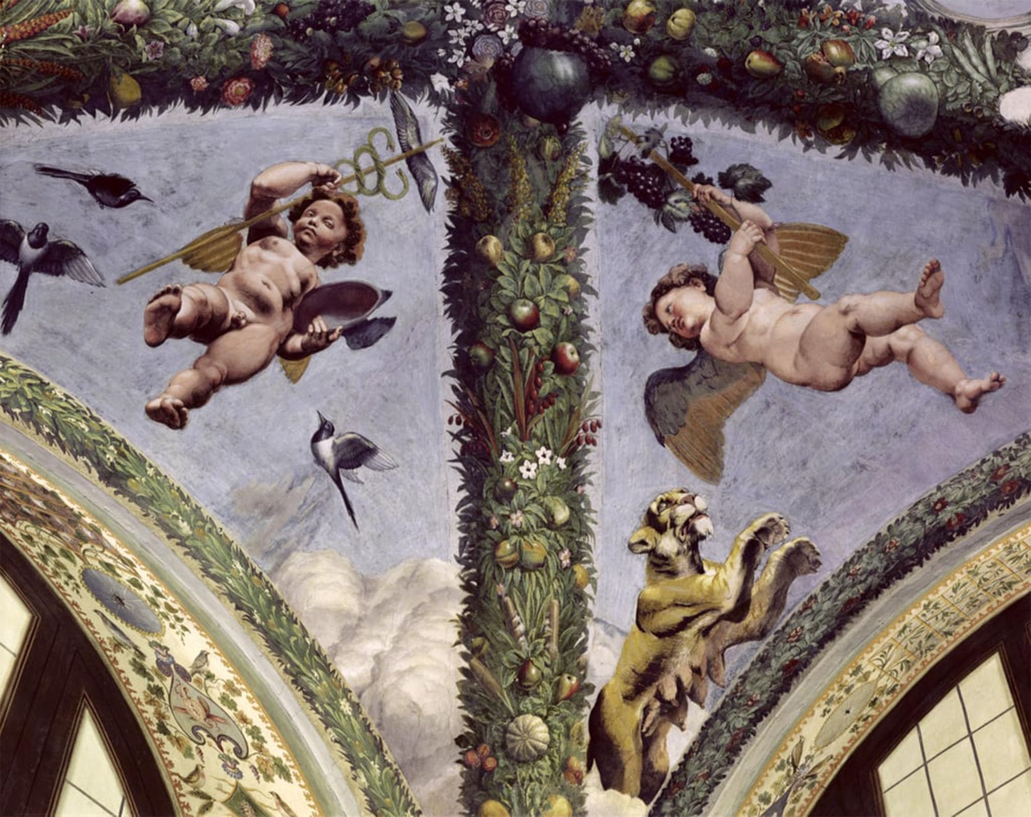 Artxlxxbn No Frame Famous Painting Canvas Artwork Graffiti Print Putti From The 'Loggia Of Cupid And Psyche By Giulio Romano Portrait Canvas Image For Home Decor 60X90cm