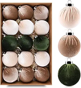 Christmas Tree Ornaments Velvet Balls - Pack of 15pcs