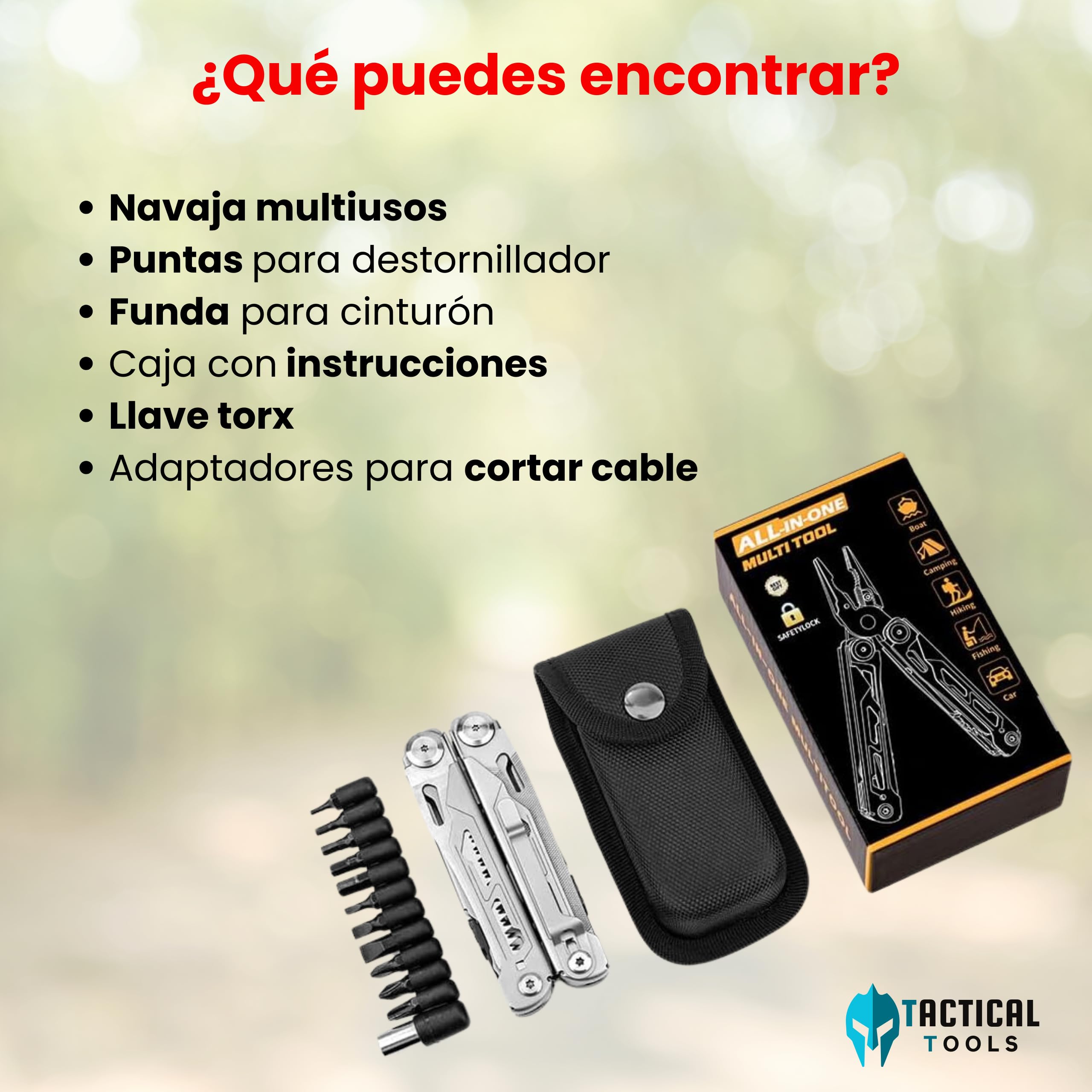 Multiherramienta – Alicates Multiusos, Navaja Multiusos, Multiherramienta 16 en 1 con Navaja de 7 cm, Destornilladores, Cortadores y Tijeras – Herramienta de Camping, Senderismo y Supervivencia