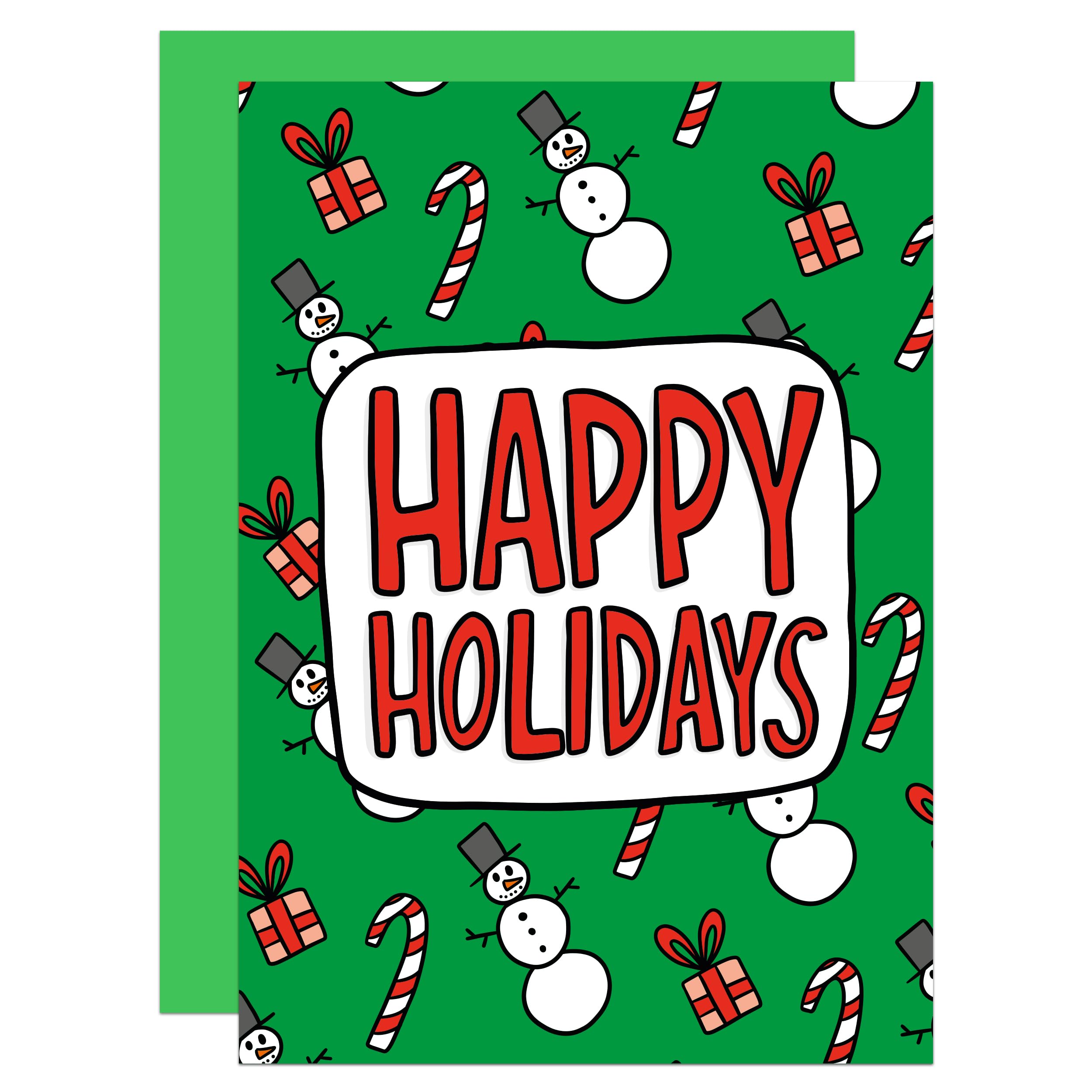 Happy Holidays Card, Cute Christmas, Snowman, Snowy, Holiday Greeting, Seasons Greetings, Illustrated
