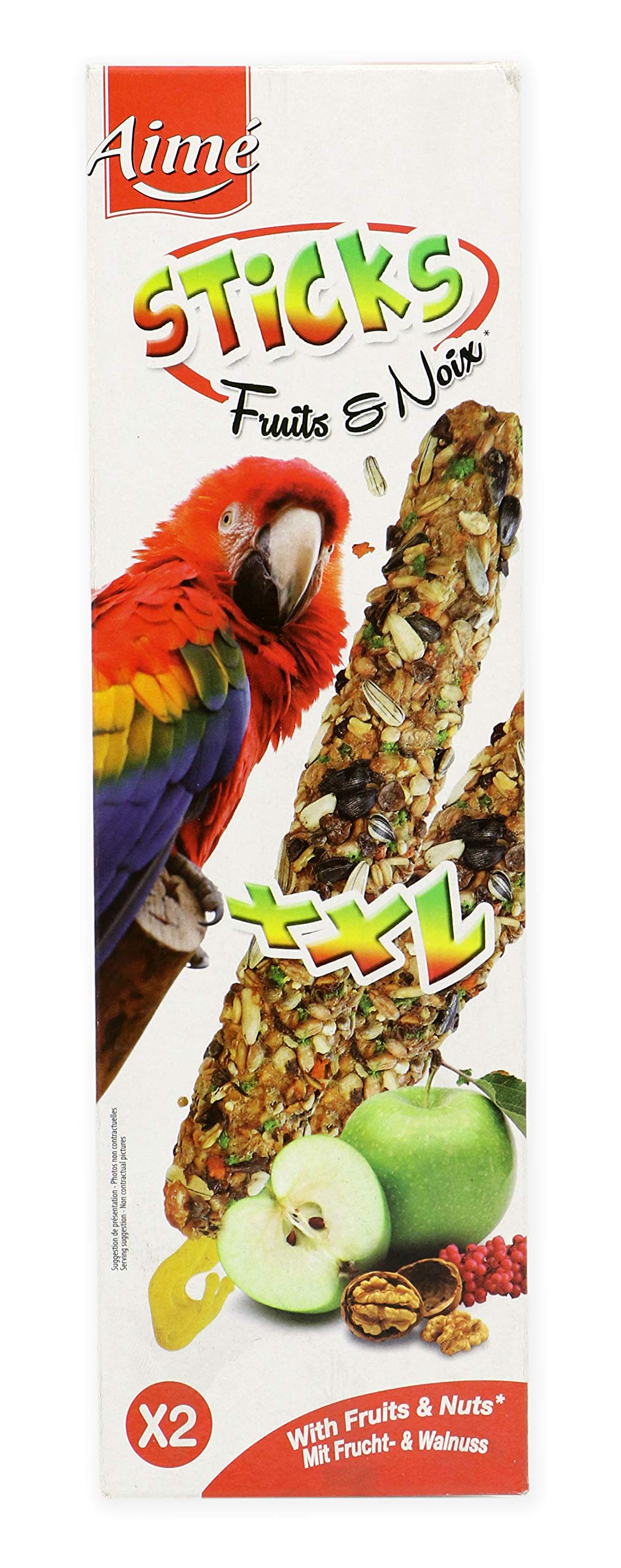 Aimé Bacchette di frutta/Noci per pappagalli/Dolcetti per uccelli/2 Bacchette XXL