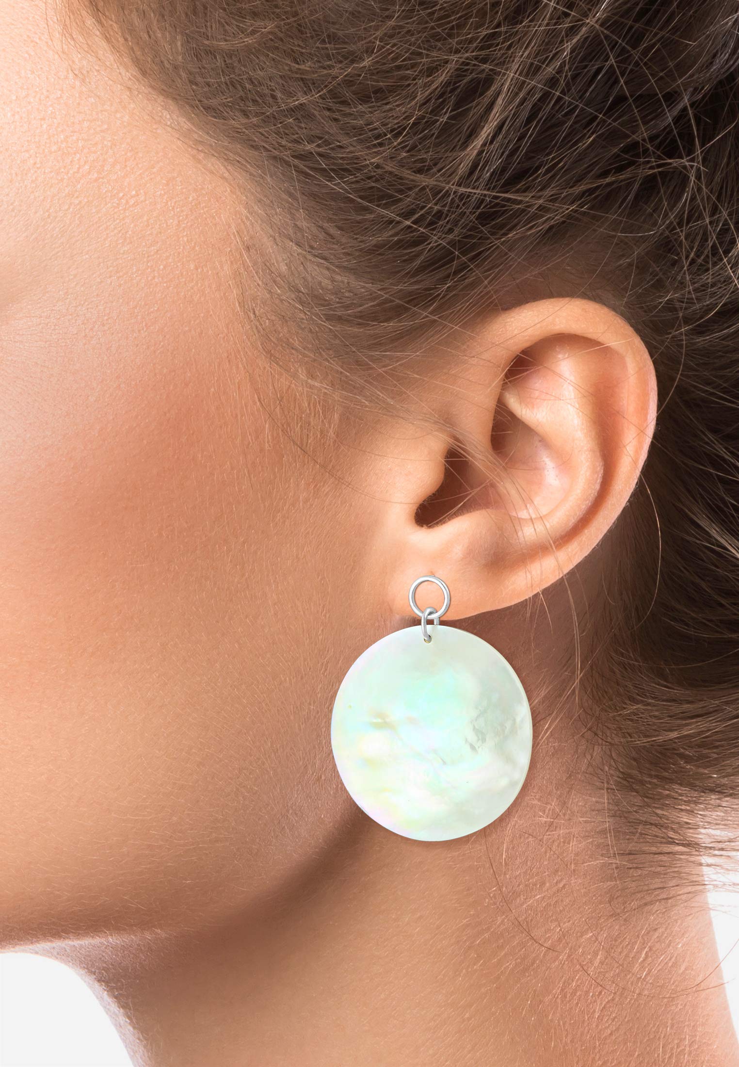 Elli Orecchini da Donna con Disco in Madreperla Elegante Trend in Argento 925