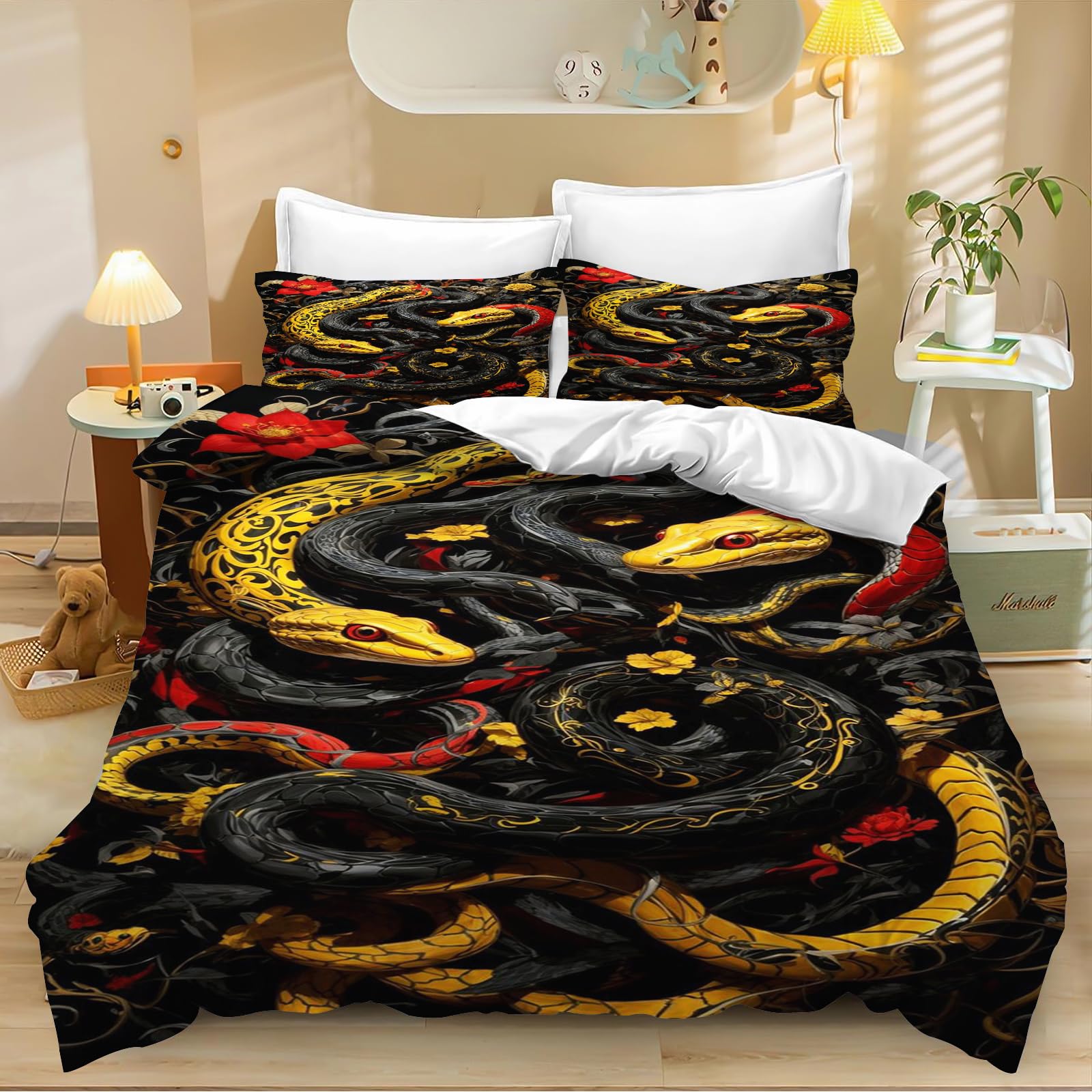 Housse de couette serpent sauvage pour une ambiance de chambre exotique