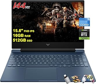 HP Victus 15 Gaming Laptop 15.6 FHD IPS Anti-Glare 144Hz Intel 8-core i5-12450H (Beat i7-11800H) 16GB RAM 512GB SSD GeForce RTX 3050 Backlit B&O Fast Charging Win11 w/ICP Accessory