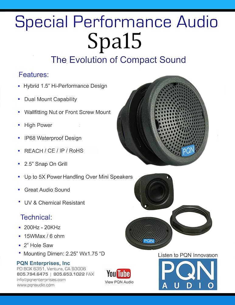 Amazon.co.jp: PQN オーディオ防水スピーカー スパ、ホットタブ