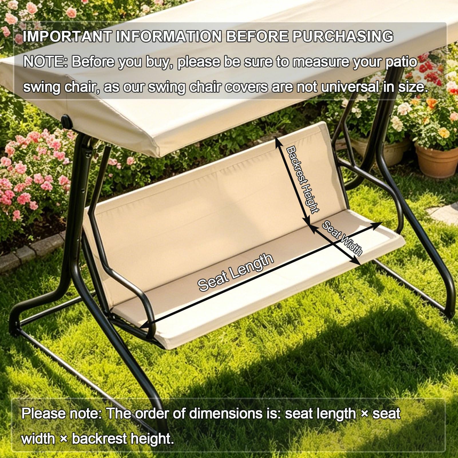 Copri-Seduta di Ricambio per Dondolo Tessuto Oxford 600D ad Alta Resistenza Impermeabile Copri-Seduta per Dondolo da Giardino a 2/3 Posti Copri-Sedute di Ricambio,Green 2,168x56x56cm