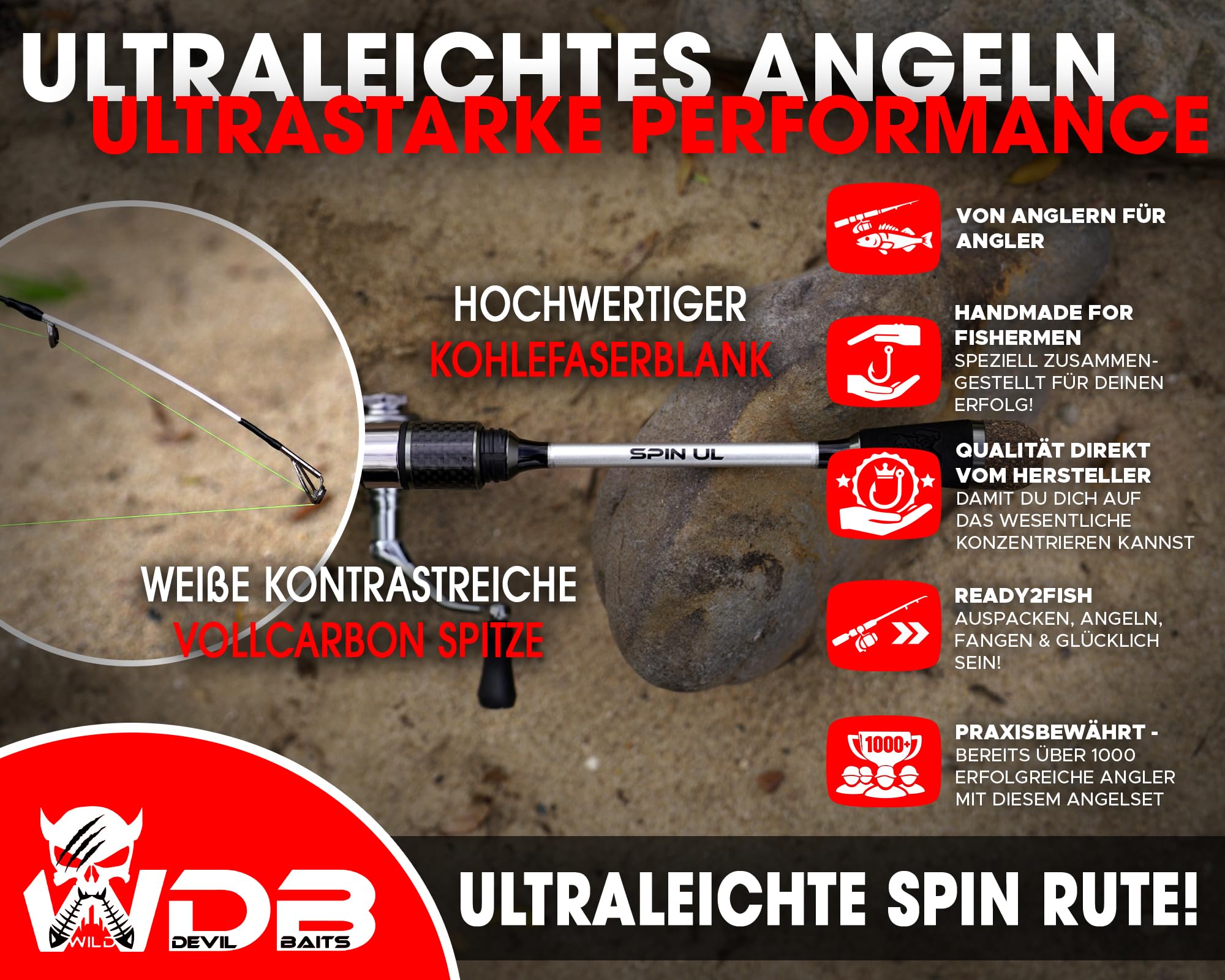 Angel Berger Ready2Catch Spin UL Combo Kit de pêche prêt à pêcher