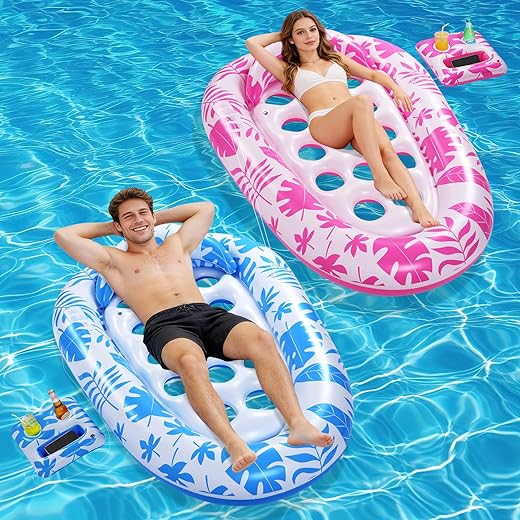 Pool Float with Headrest & External Cup Holder (2 Pack) - $56.98