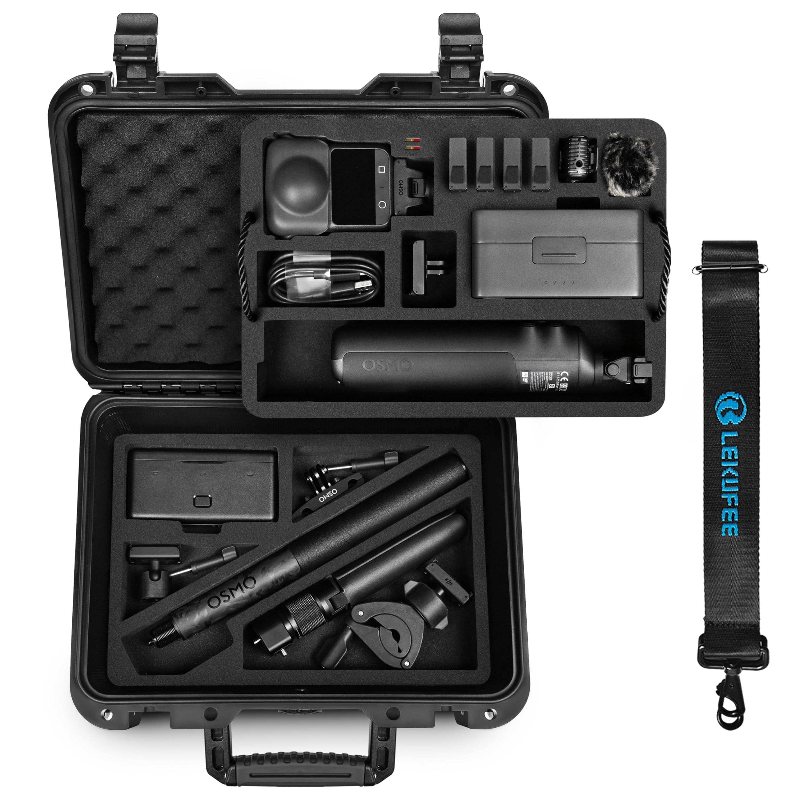LEKUFEE Maletín Rígido Impermeable para dji Osmo 360, Pack Aventura Osmo 360,Estuche de Carga dji Mic 3/2/Mic Mini,Más Accesorios (Solo Estuche)