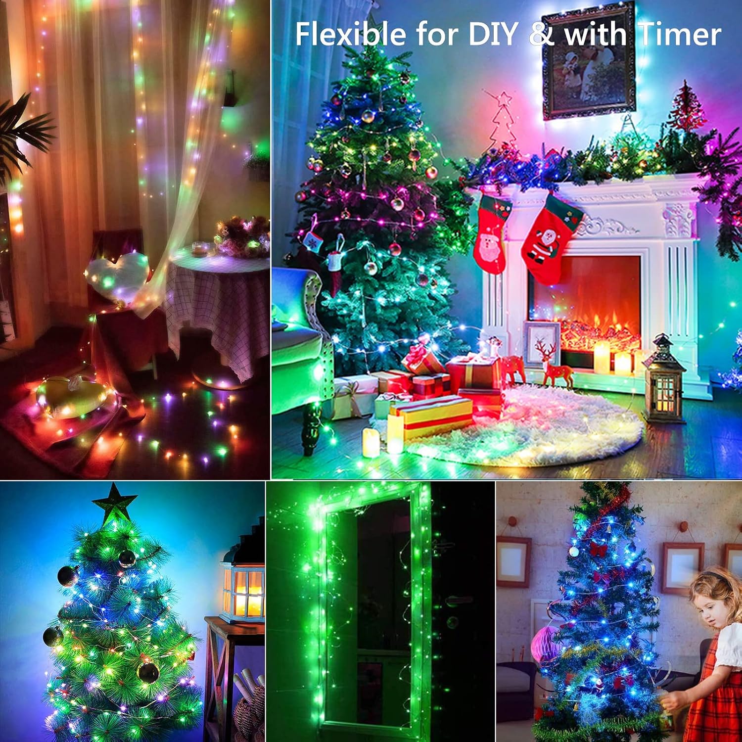 BrizLabs Fairy String Light, 33Ft 100 LED USB Color Changing Fairy Light with Remote, RGB Multi Colored Twinkle Light String, Mini LED Fairy Light for Halloween Christmas July 4th Bedroom Decor