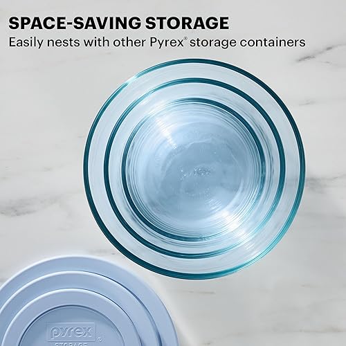 Miniatura 25 de Pyrex Colors Tinted (6-PC Mediano) Juego de recipientes de almacenamiento de alimentos redondos pequeños/medianos, tapas de plástico no tóxico