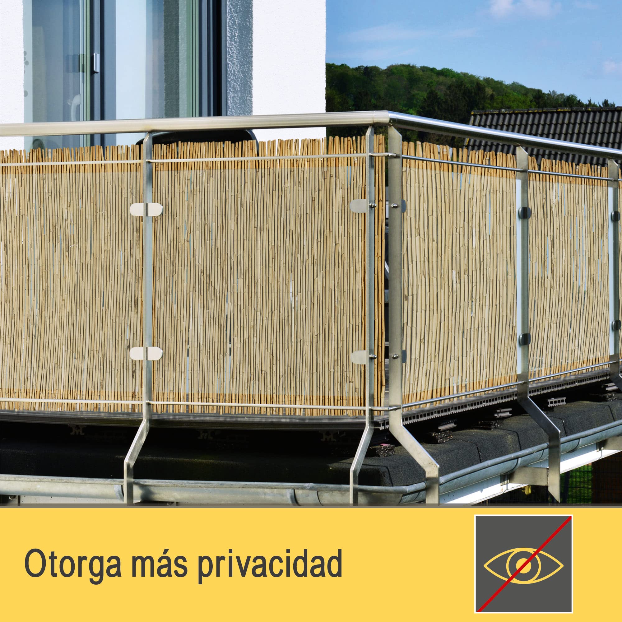 Sol Royal estera jardín de caña natural junco protección visual balcones | 140x600cm (A x L) para valla o balcón terrazas barandas privacidad cañizo pantalla interior exterior SolVision S36