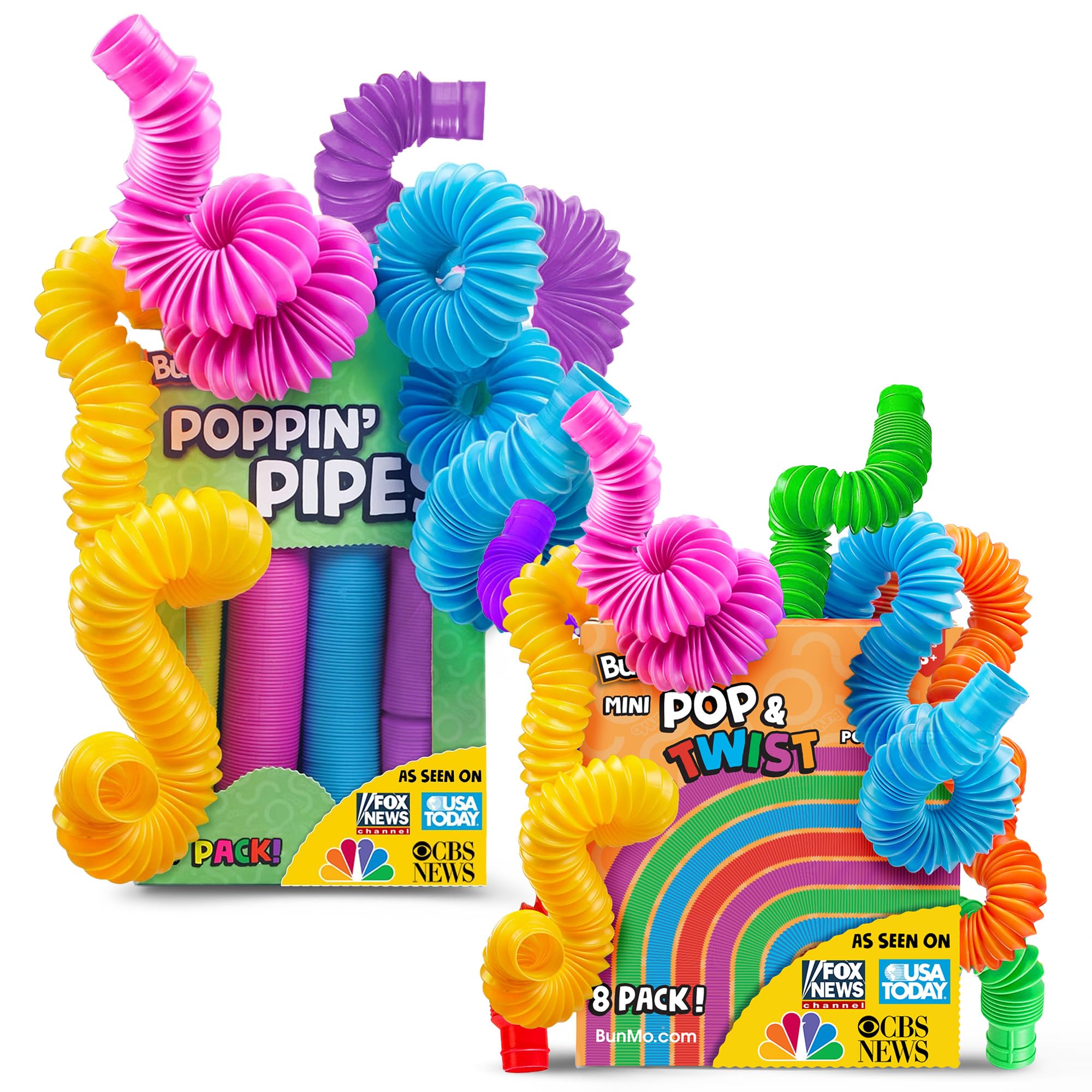 Pop Tubes Bundle - Large & Mini - Sensory Toys - Toddler Toys - Imaginative Play & Stimulating Creative Learning - Hours of Fun - Tons of Ways to Play - Connect, Stretch, Twist & Pop