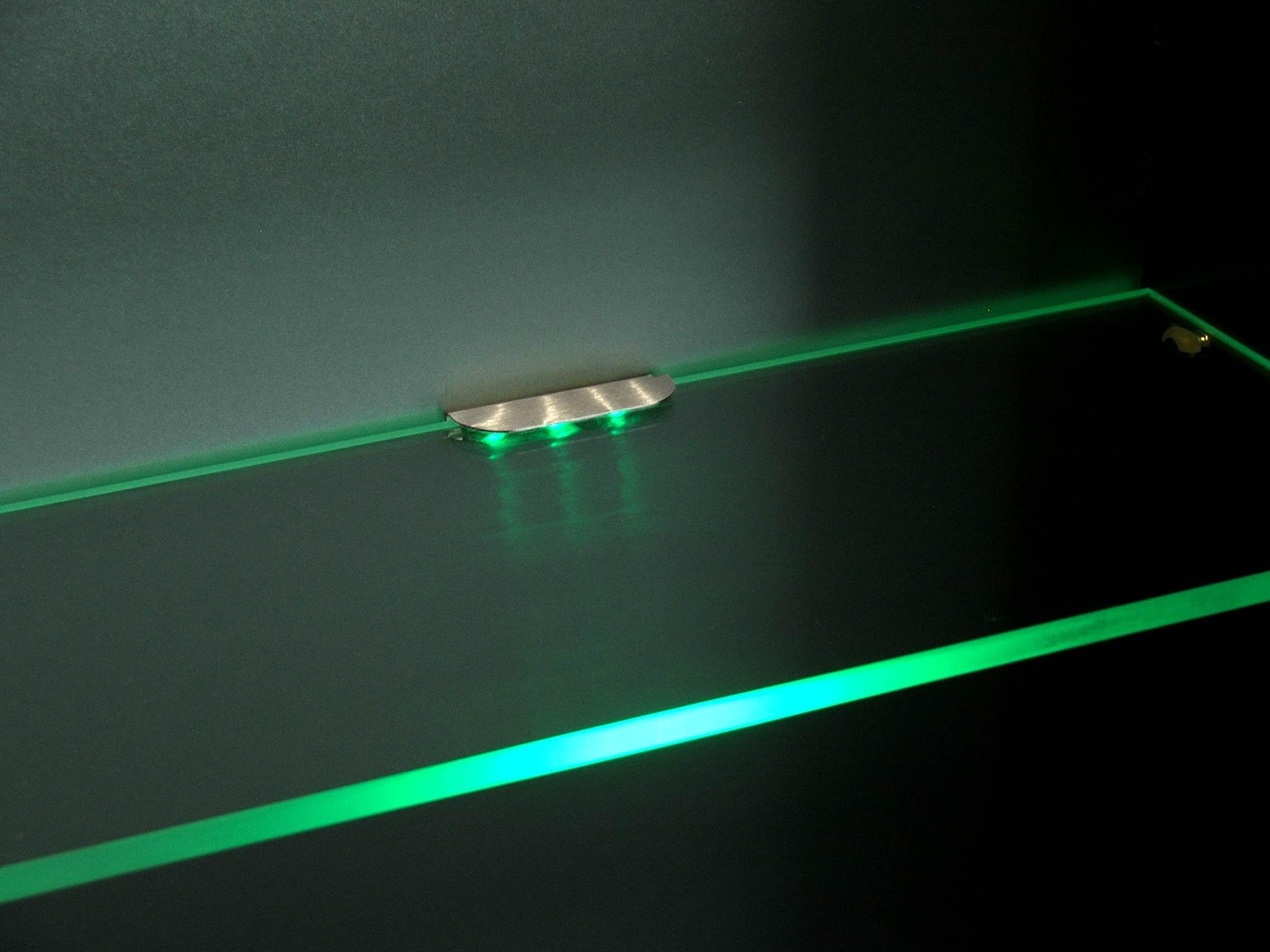 LED glass shelf lighting, LED lights, display shelf lighting, cabinet lighting, set of 2 incl. plug transformer, 2x 0.24 W 12 V, warm white