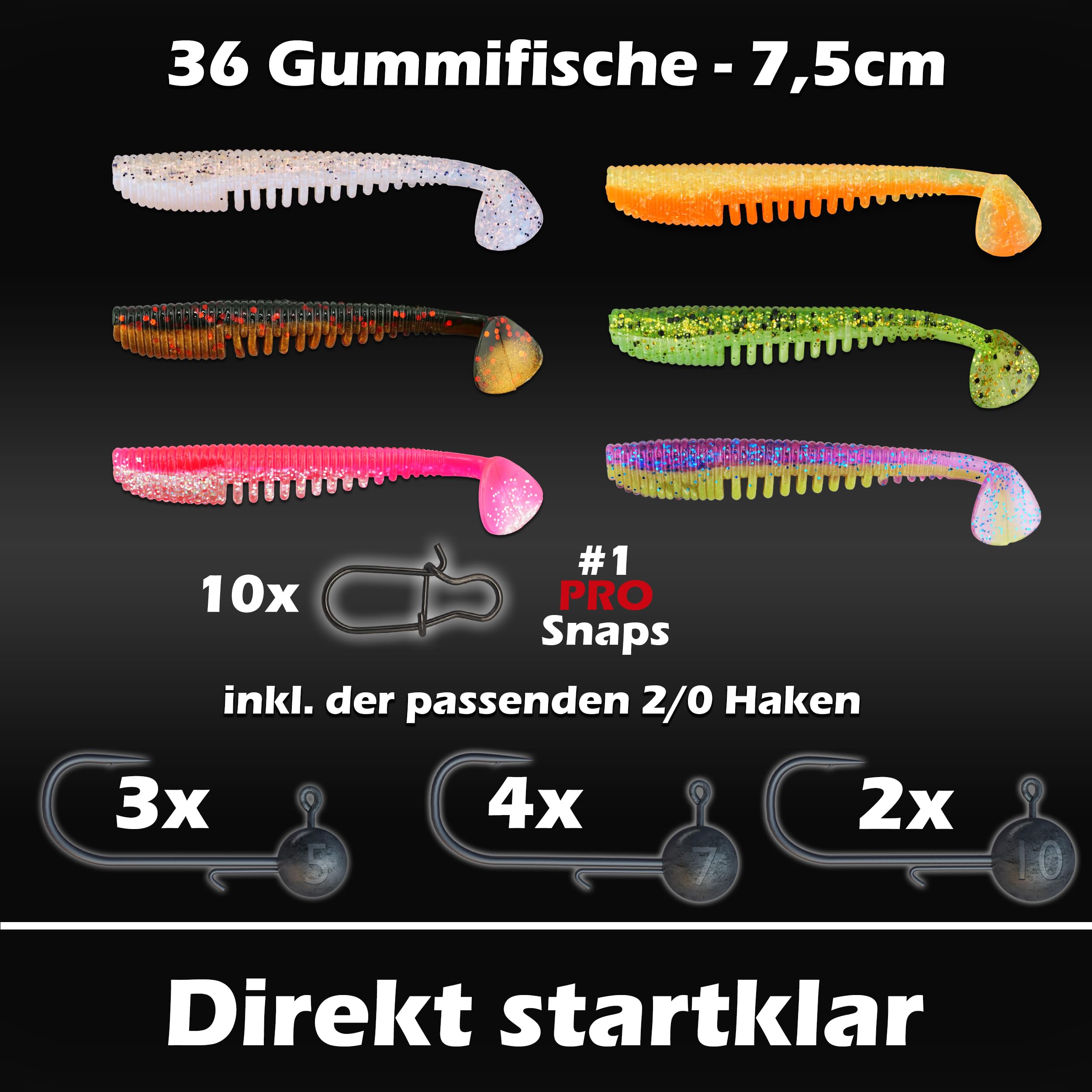 Paradox Fishing Gummifische 7,5cm 10cm 13cm - Zanderköder Gummifisch Zander Köder Gummifische Set Barschköder Barsch Köder - perfekt für Barsch und Zander
