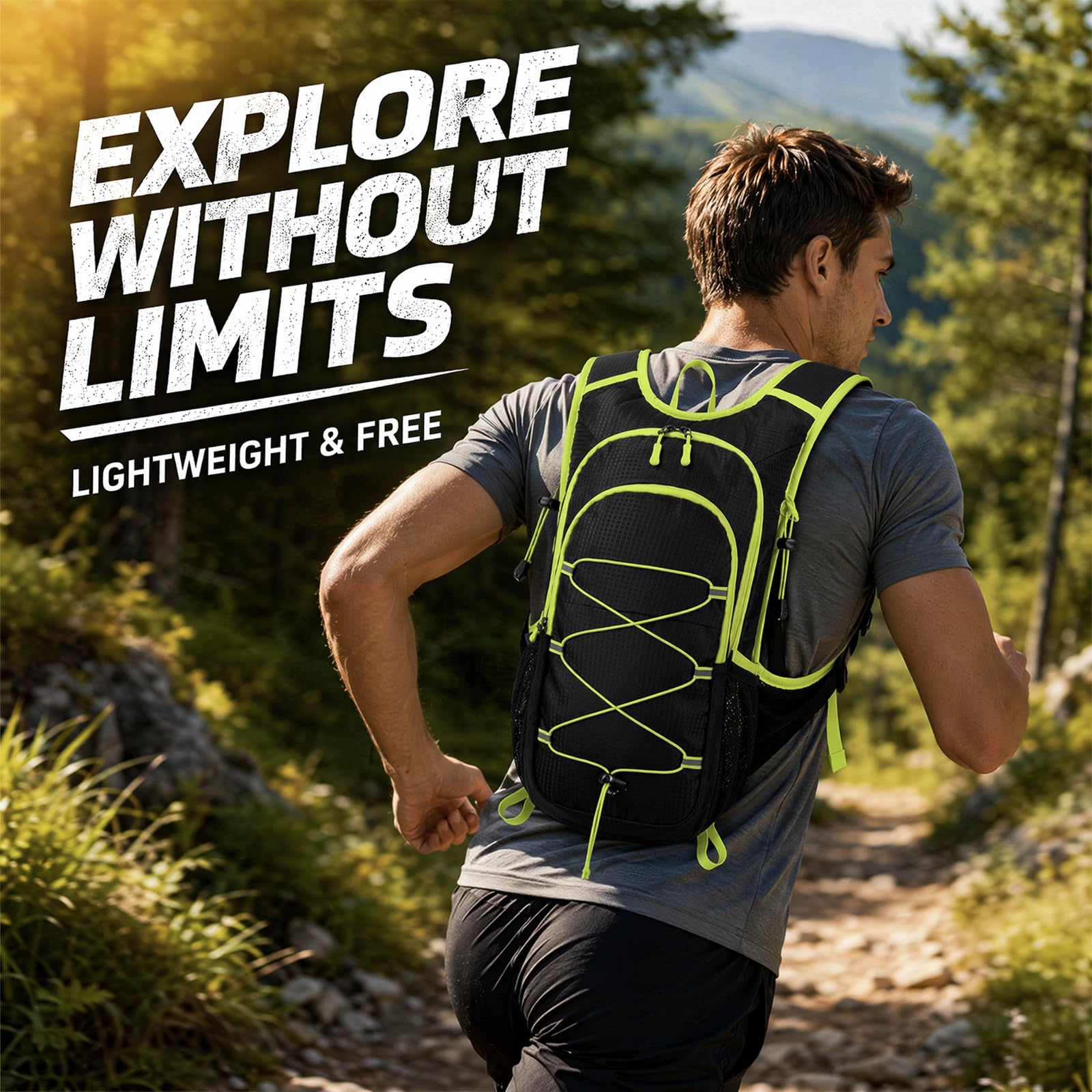 Zaino Bici 20L Leggero Uomo Donna, Zaino Escursionismo Robusto Impermeabile con Sistema di Ventilazione, Zaino Sportivo Outdoor Multifunzionale per Jogging, Escursionismo, Alpinismo (Verde)