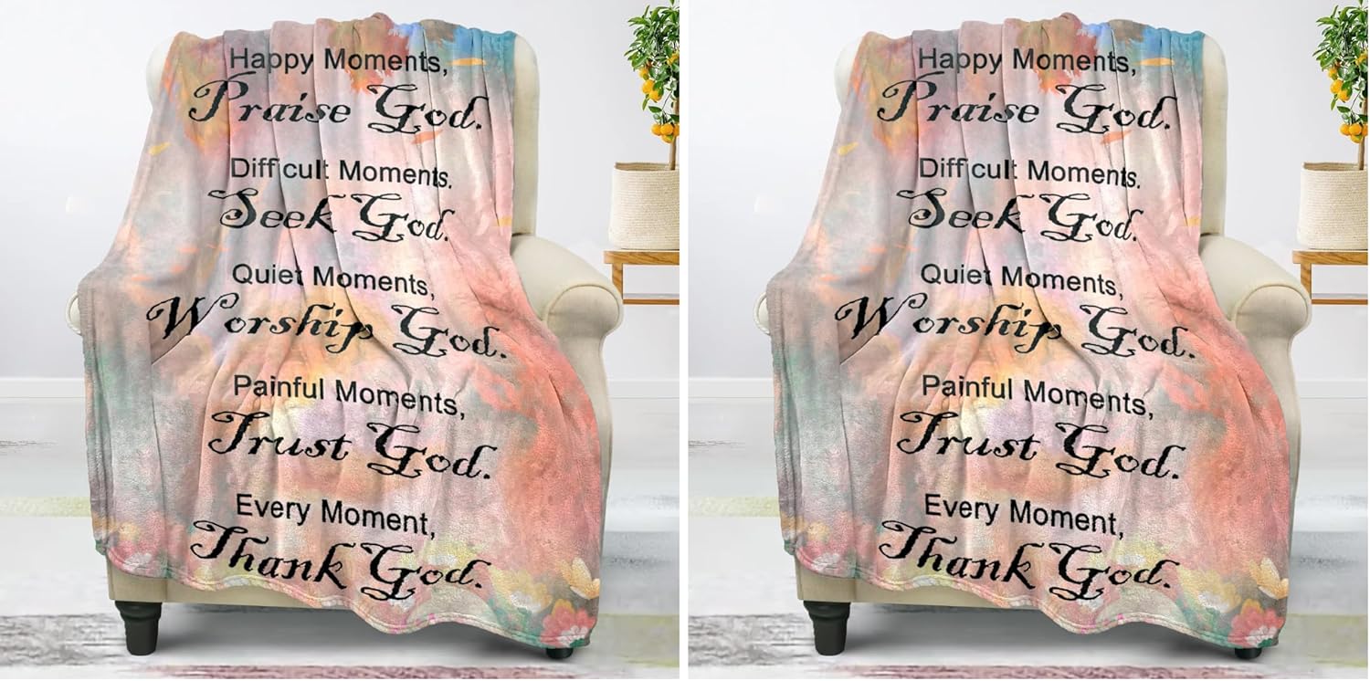Christian Gifts for Women Faith, Inspirational/Religious/Spiritual Gifts for Adults, Soft Throw Blankets for Women/Men, Personalized Blankets for Adults 40"x 50" (Pack of 2)