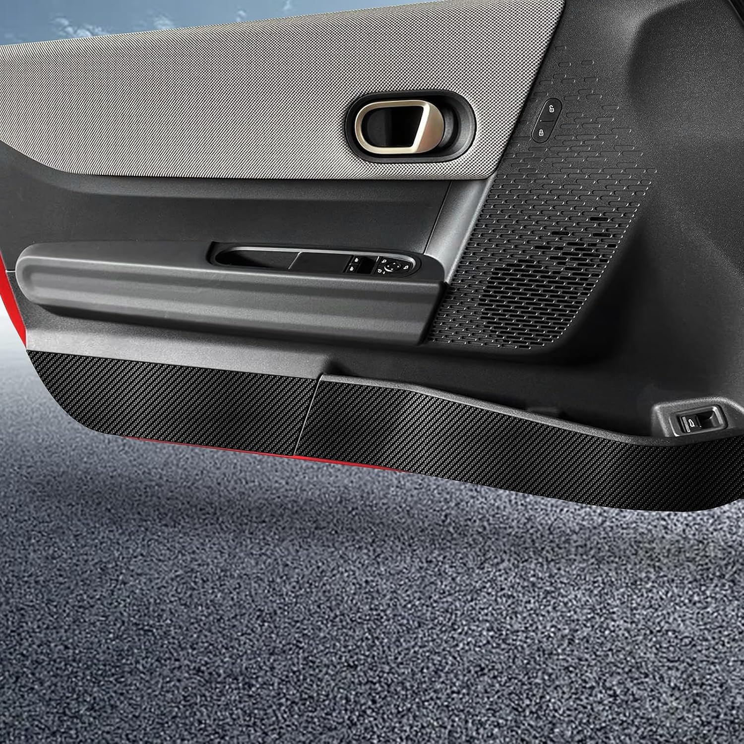 KUNGKIC Car Door Anti Kick Pad for 2024 2025 Mini Cooper S 3-Door F66 F67 Protective Stickers Interior Decals Accessories Self-Adhesive Side Edge Protection Mats Cover (PU, Carbon Fiber Pattern)