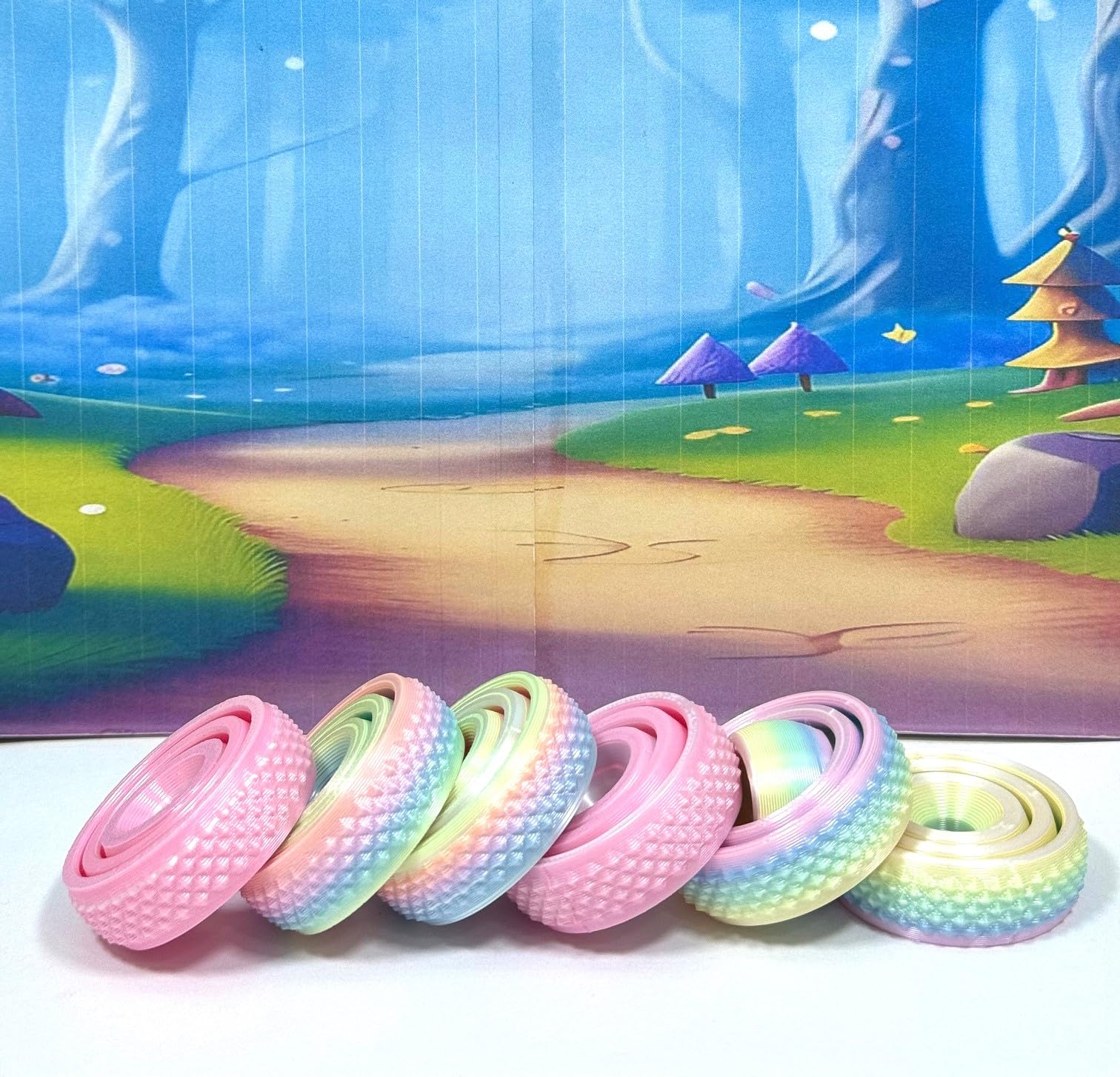 6 pcs Gyro Fidget Spinner - Stress Relief Fidget Toy - Stocking Stuffer - Assorted Colors Gyro Fidget Toy for Adults - Reduces Stress & Anxiety Toy-mac