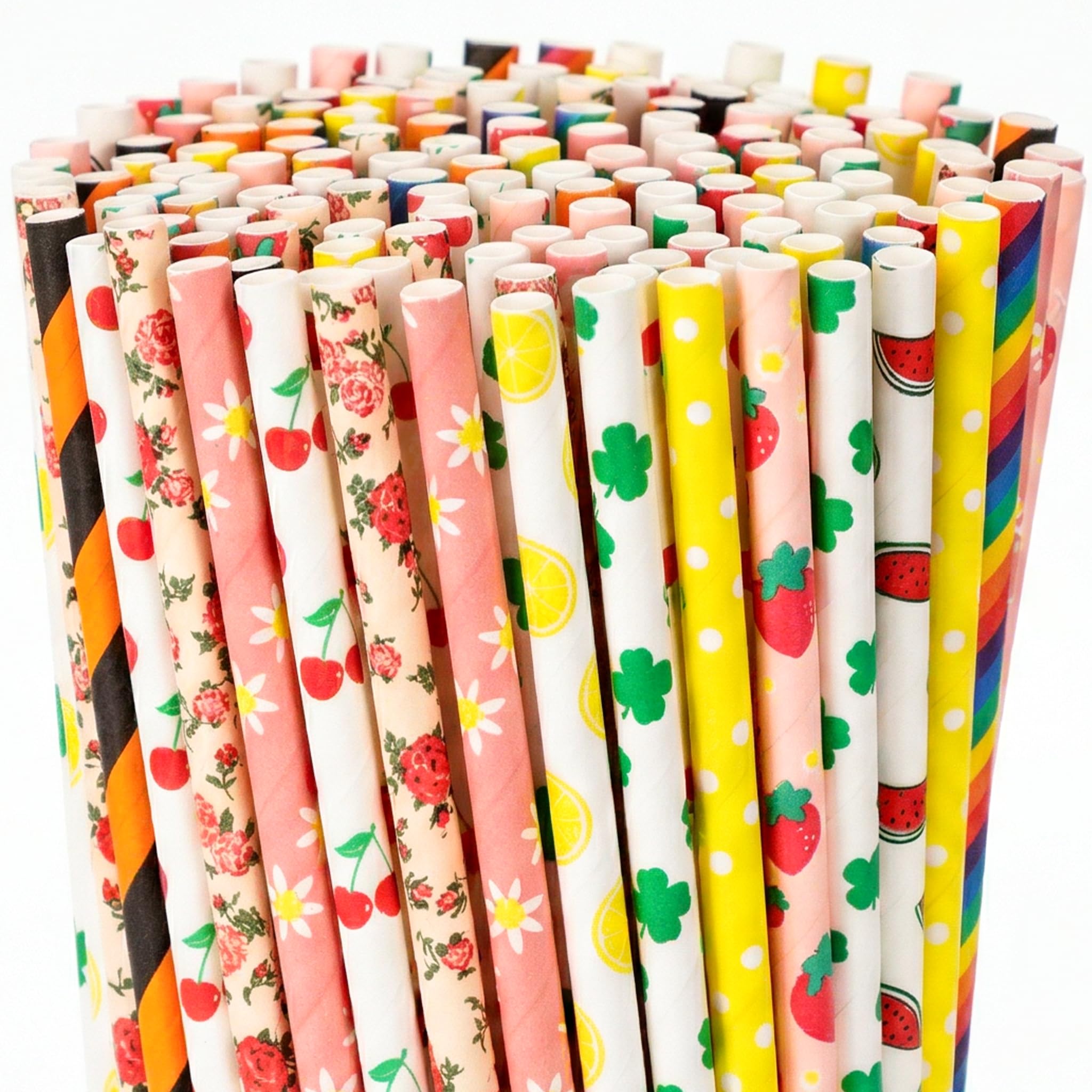 HAKACC Paper Straws for Drinking, 200PCS Party Straws for Birthday Wedding and Holiday DIY Decorations, 10 Styles