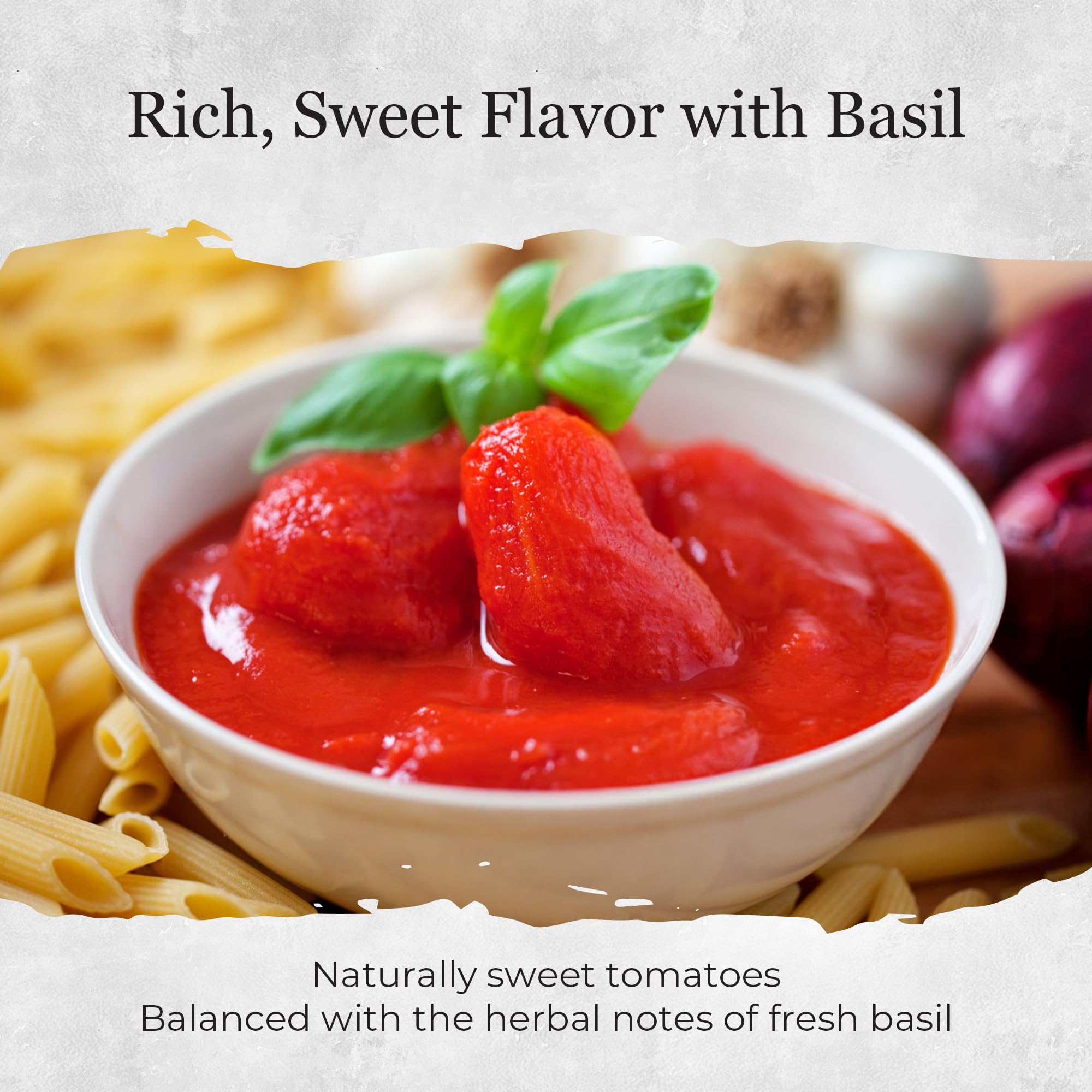 Vantia Peeled Italian Tomatoes with Basil 28 oz Can – Imported Italian Whole Tomatoes in Rich Juice with Basil, Ideal for Pasta Sauce, Pizza, Soups & Authentic Italian Cooking