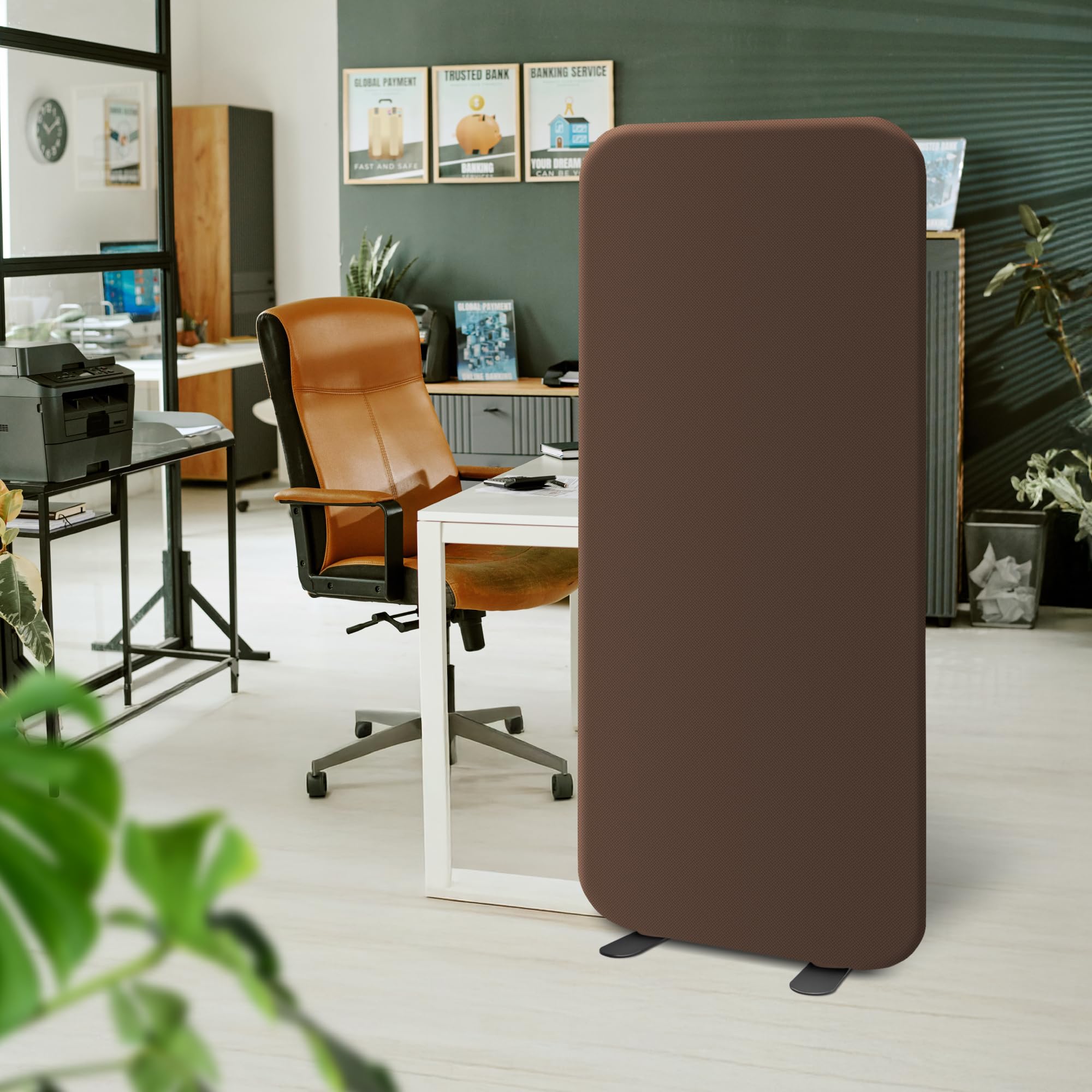 DECOLAB Standing Room Partition, Portable Divider Panel Wall for Home, Office, Classroom, Studio, Bedroom, Dressing Room, Scratch Resistance, 29"x65" Caramel