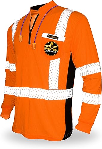 KwikSafety - Charlotte, NC - Camisas de seguridad de manga larga premium cuello redondo, botón y cuello con cremallera Clase 3 ANSI probado OSHA