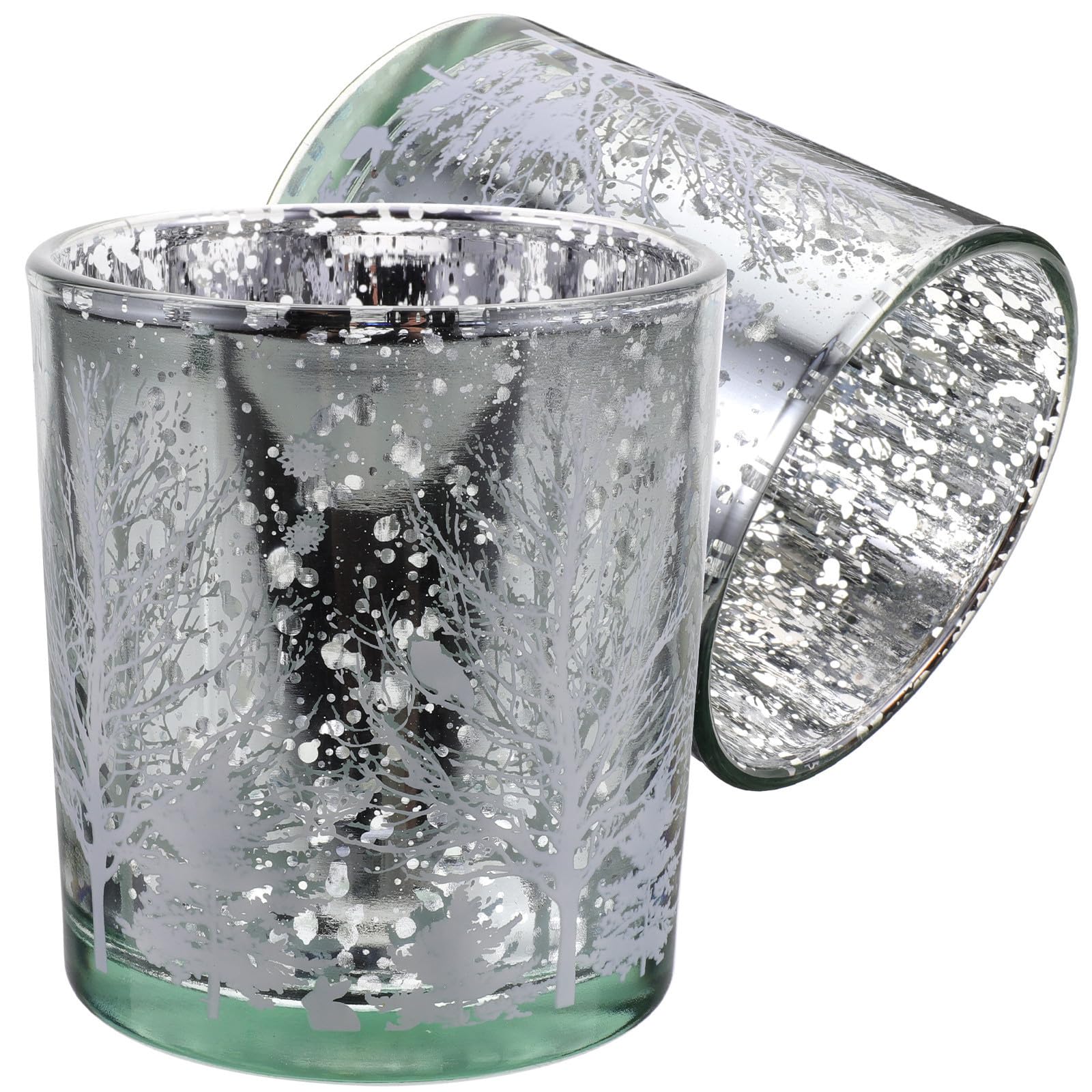 Toyvian 10 Unidades Portavelas de Cristal Navideño Diseño de Árbol de