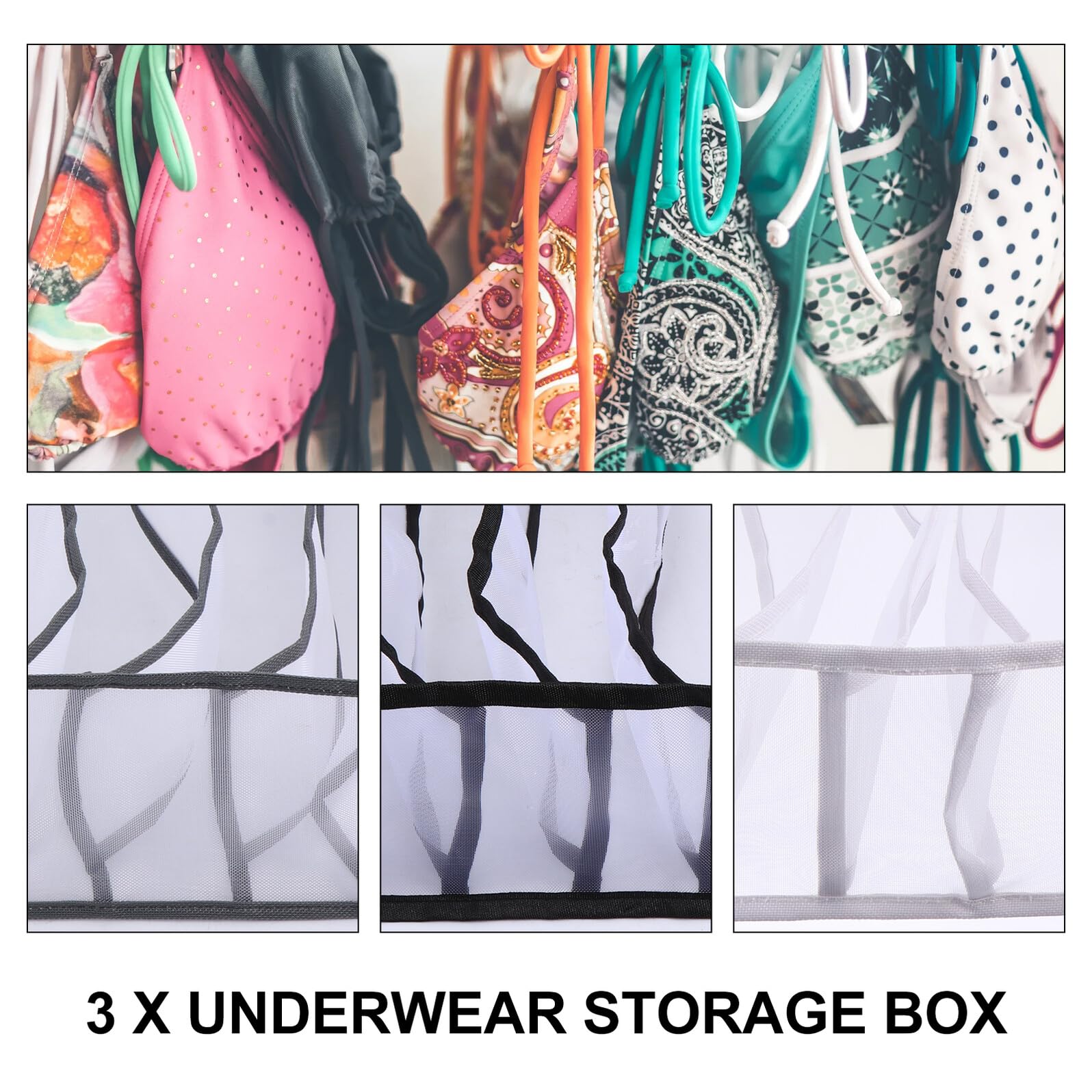 Toyvian 3 Stück Unterwäsche Aufbewahrungsboxen 32x32x15 CM Nylon Organizer