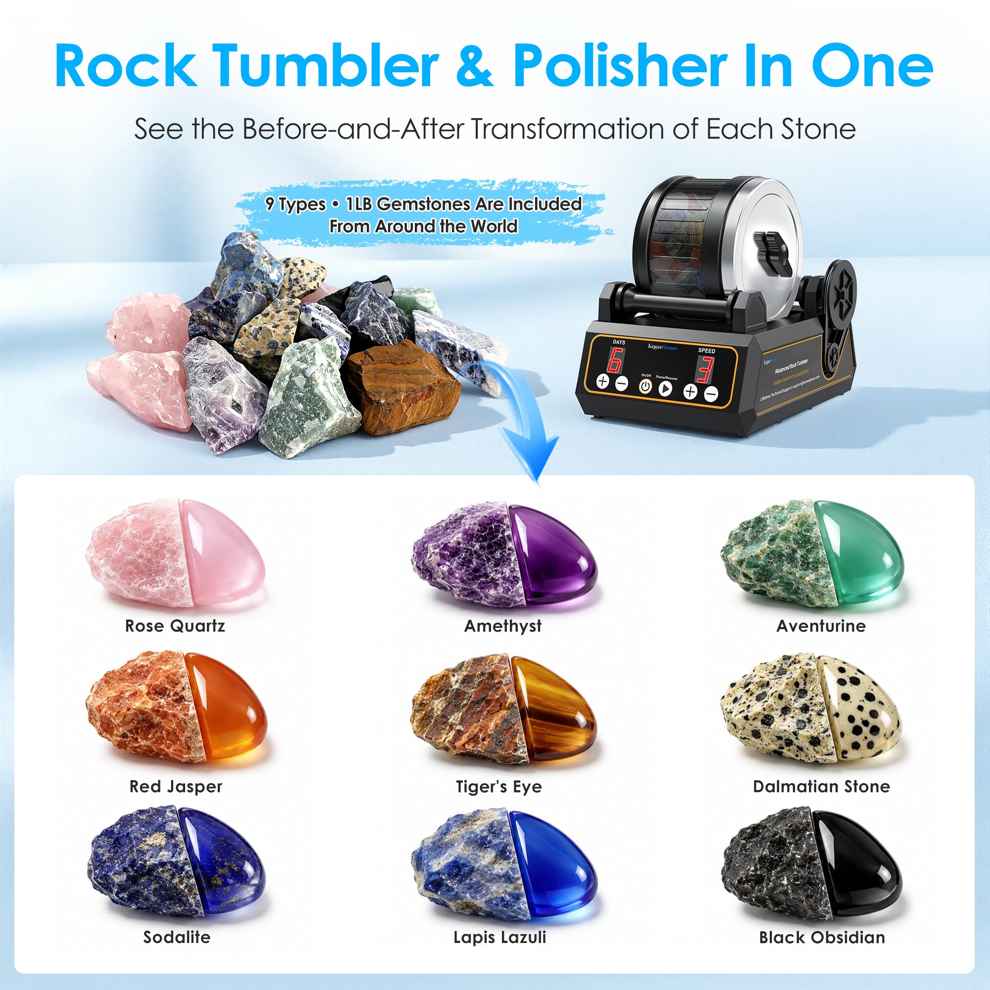 KomeStone Rock Tumbler Kit - Polish Rocks! -5