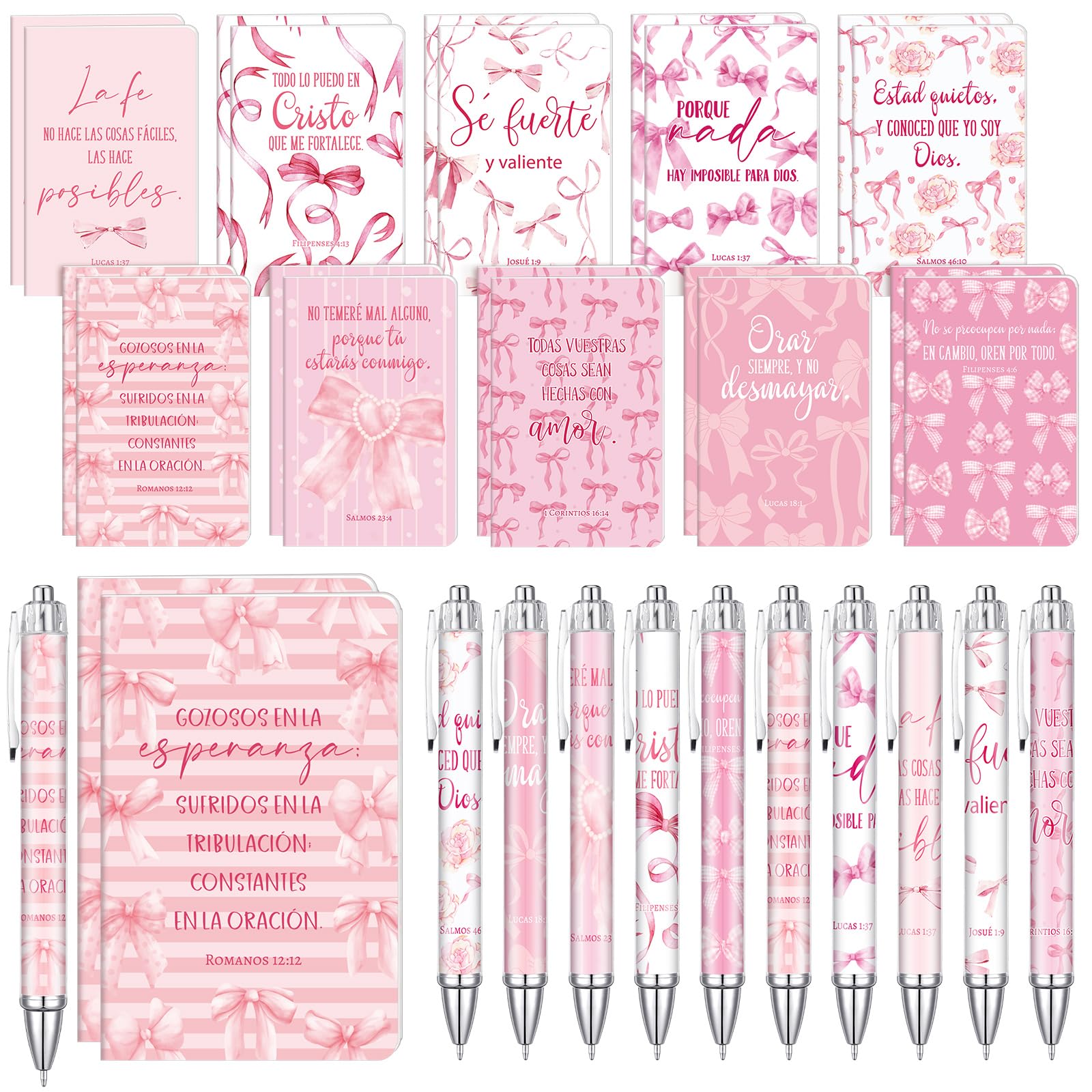 40 Pcs Regalos Cristianos En Español Coquette Pink Bow Bible Verses Gift Spanish Christian Gift for Women Christmas Faith Church Based Bible Verse 20