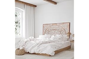 Queen Size Wood Headboard | Carved Full Headboard | Wooden Headboard for...
