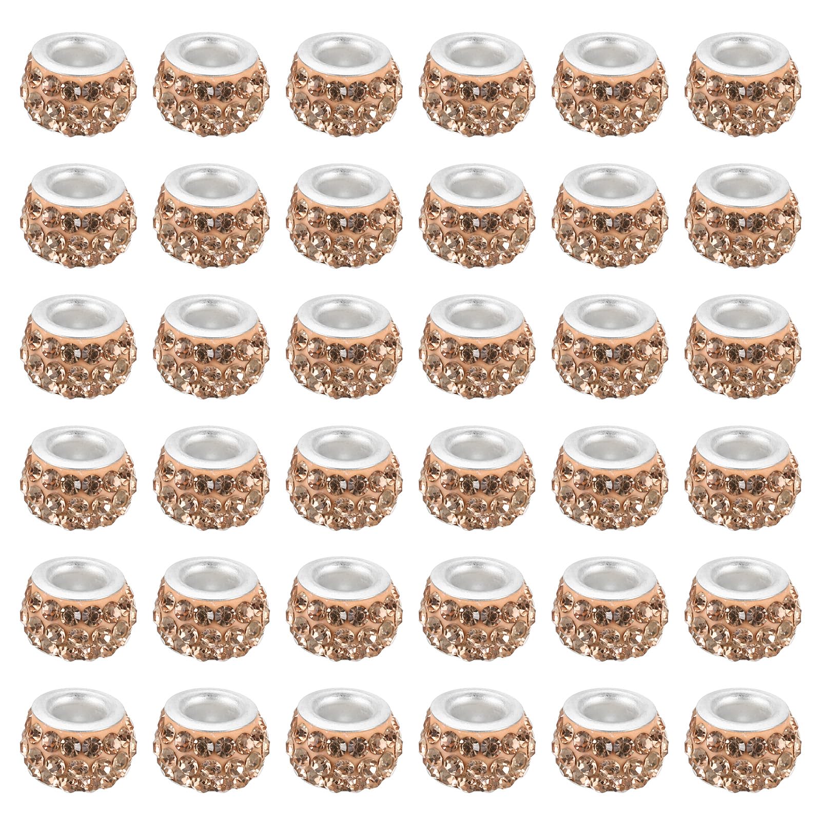 PATIKIL 5mm Hole Rhinestone European Spacer Beads for Jewelry Making 60 Pack Crystal Clay Polymer Beads Craft Supplies for Craft Decor Chain Bracelets DIY Champagne